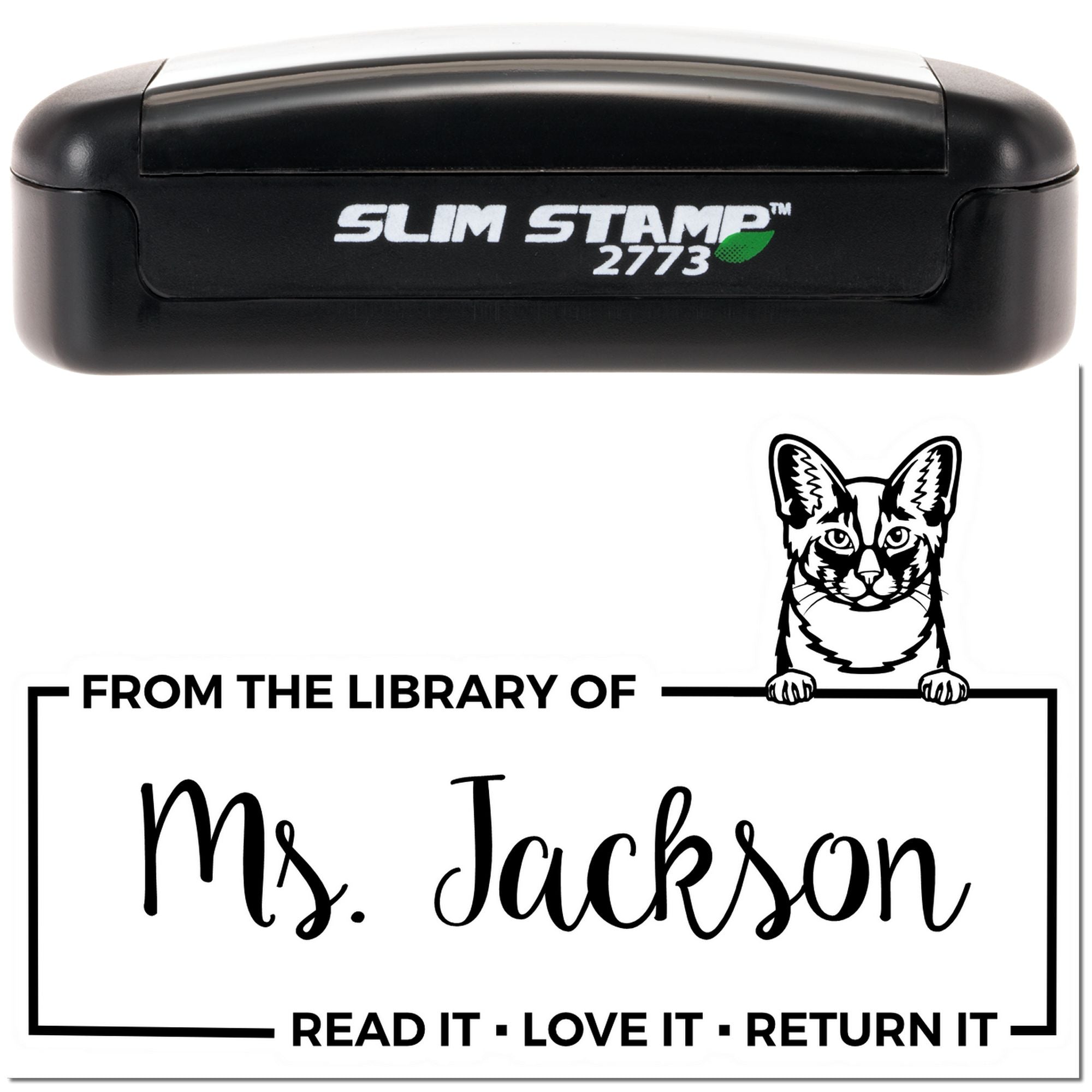 Customized Educational Tools Stamp with Oriental Longhair Cat - Engineer Seal Stamps