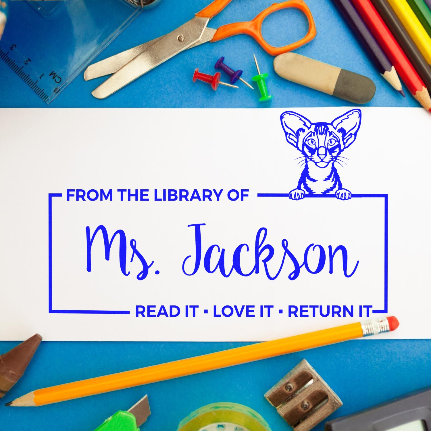 Customized Educational Tools Stamper with Oriental Shorthair Cat - Engineer Seal Stamps