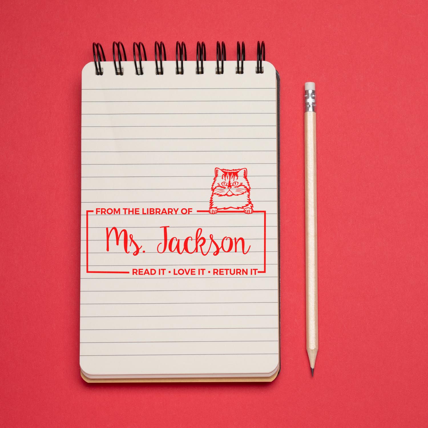 Customized Library Tool For Stamp with Persian Cat - Engineer Seal Stamps