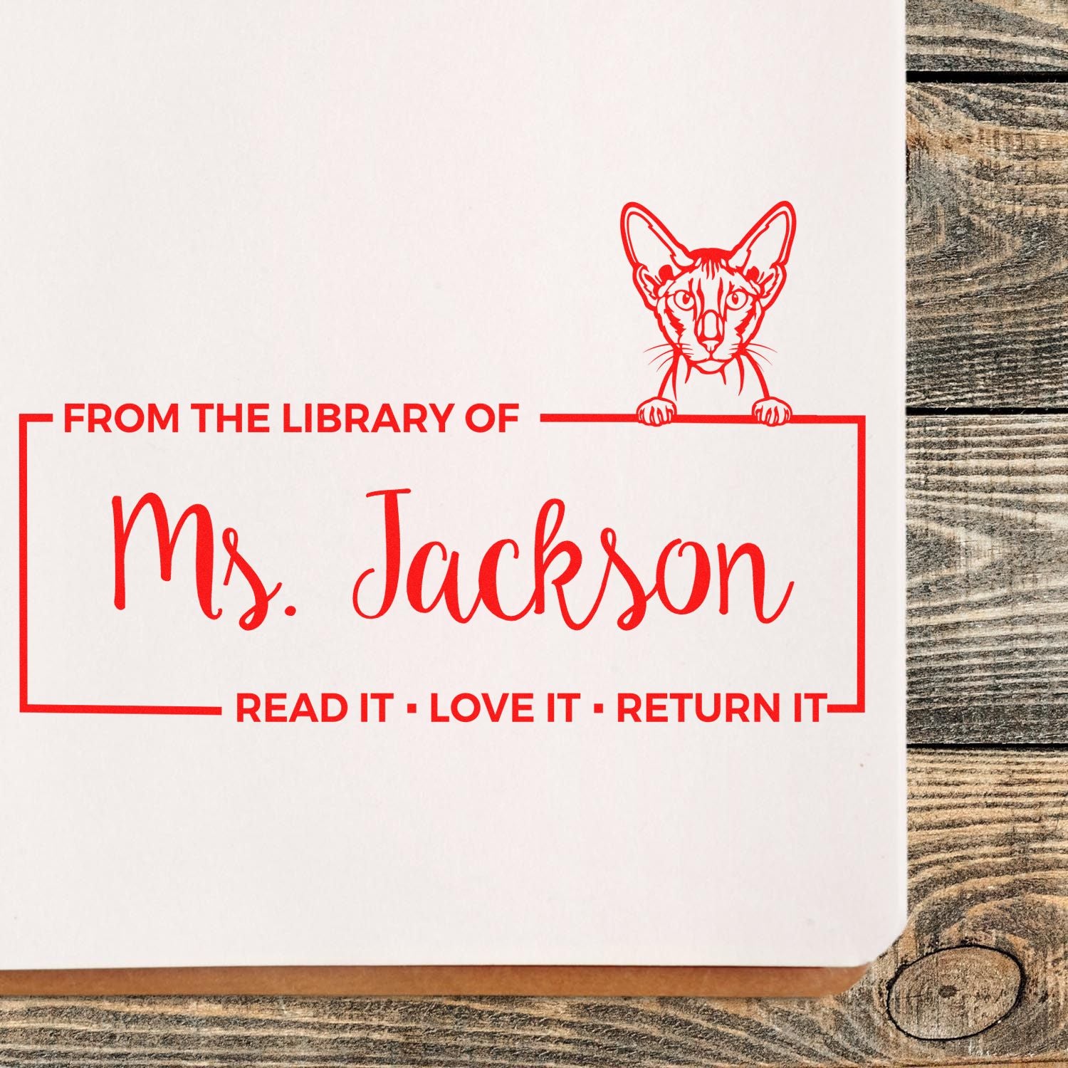 Custom From the Library Stamper with Peterbald Cat - Engineer Seal Stamps