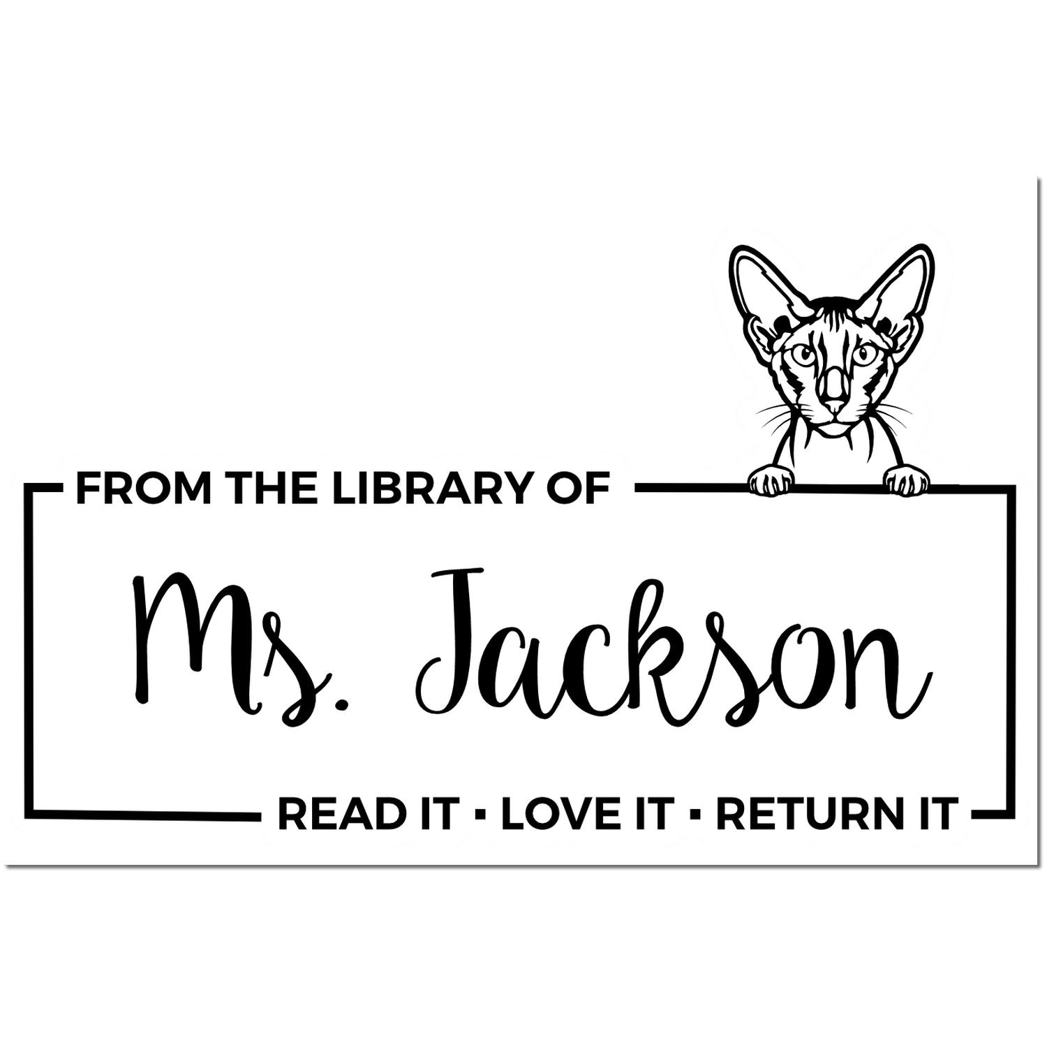 Self-Inking Peterbald Custom Made Cat Lover Book Ownership Stamp - Engineer Seal Stamps