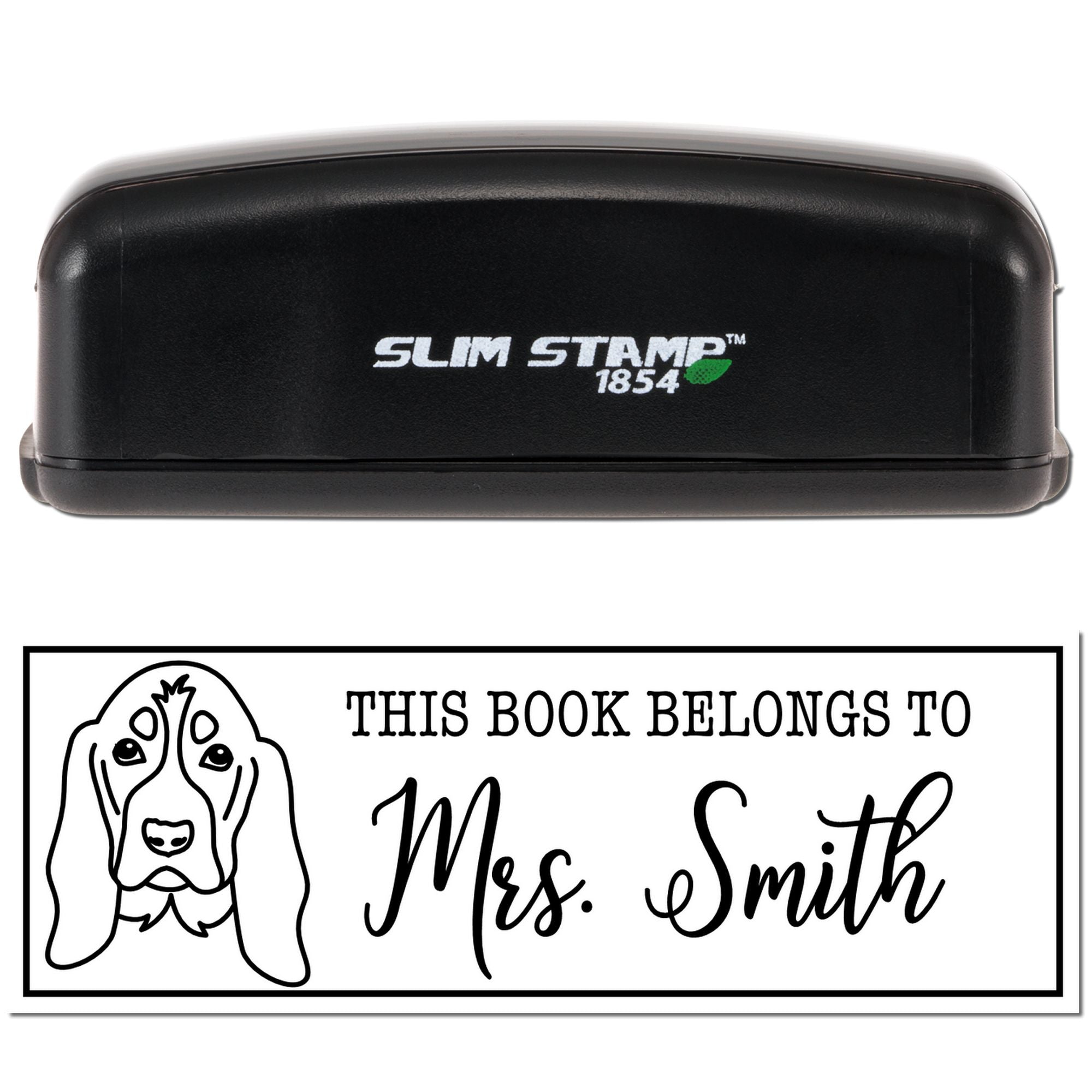 Portable Pre-Ink Basset Hound Dog Customized Free Little Library Stamp - Engineer Seal Stamps