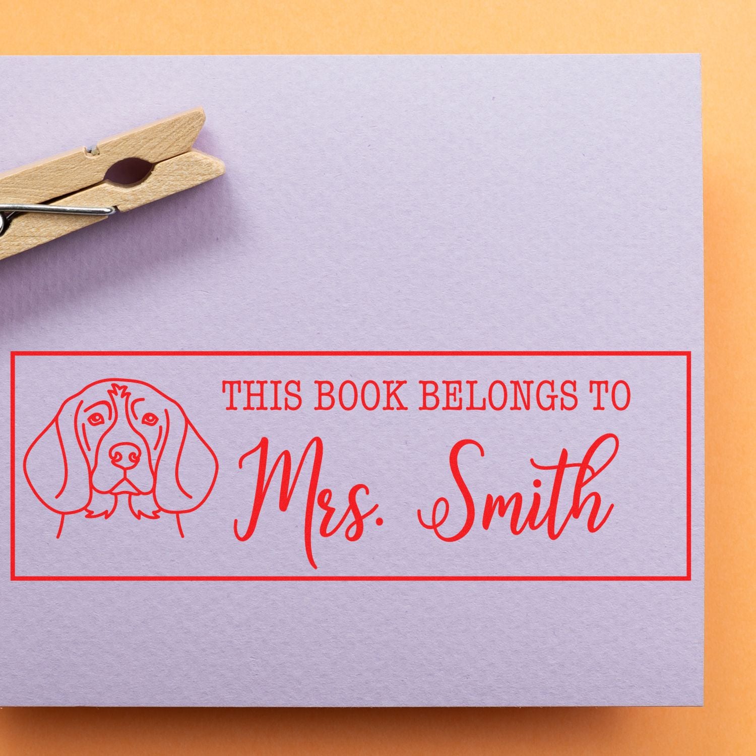 Self-Inking Beagle Outline Personalized Book Belongs To Stamp - Engineer Seal Stamps