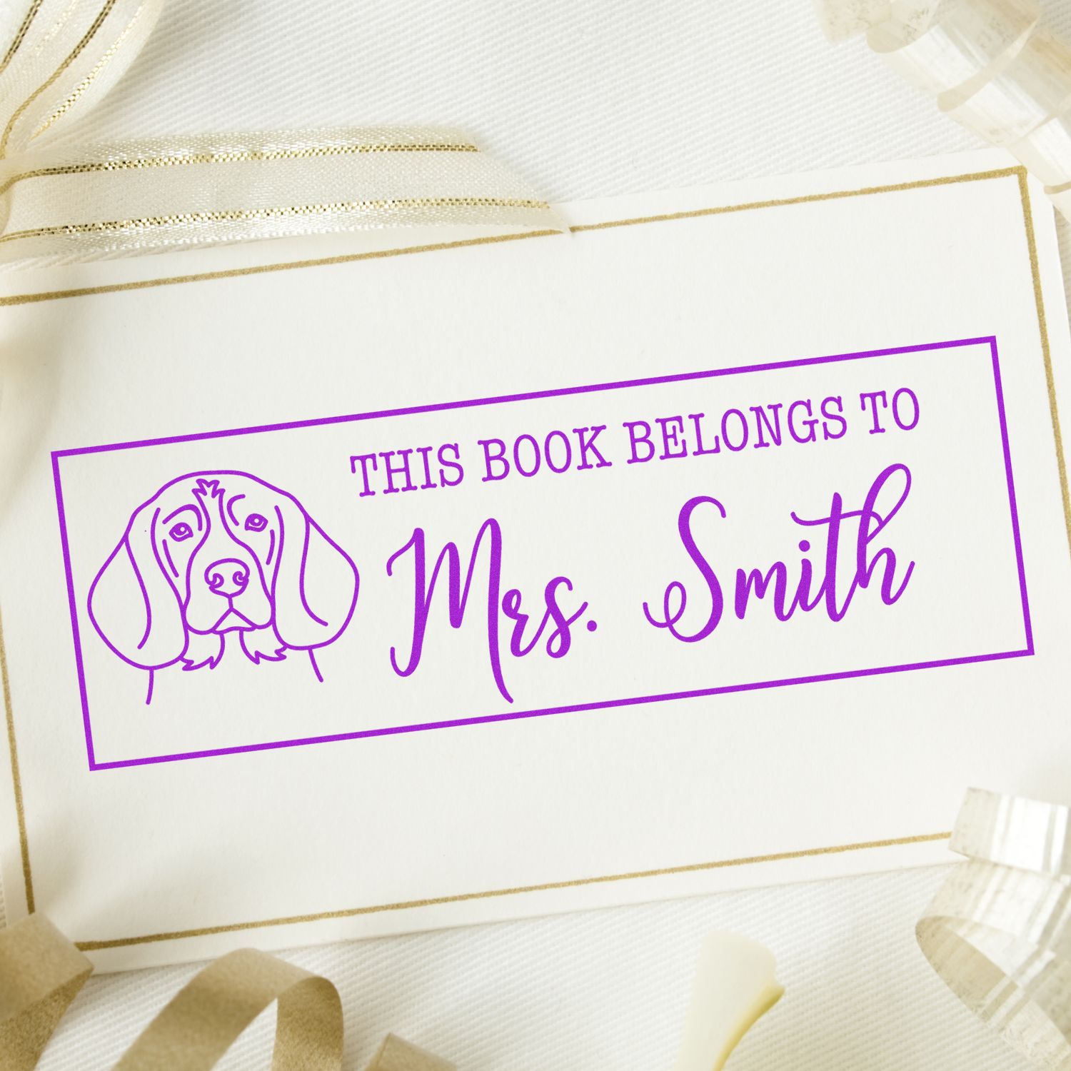 Self-Inking Beagle Outline Personalized Book Belongs To Stamp - Engineer Seal Stamps