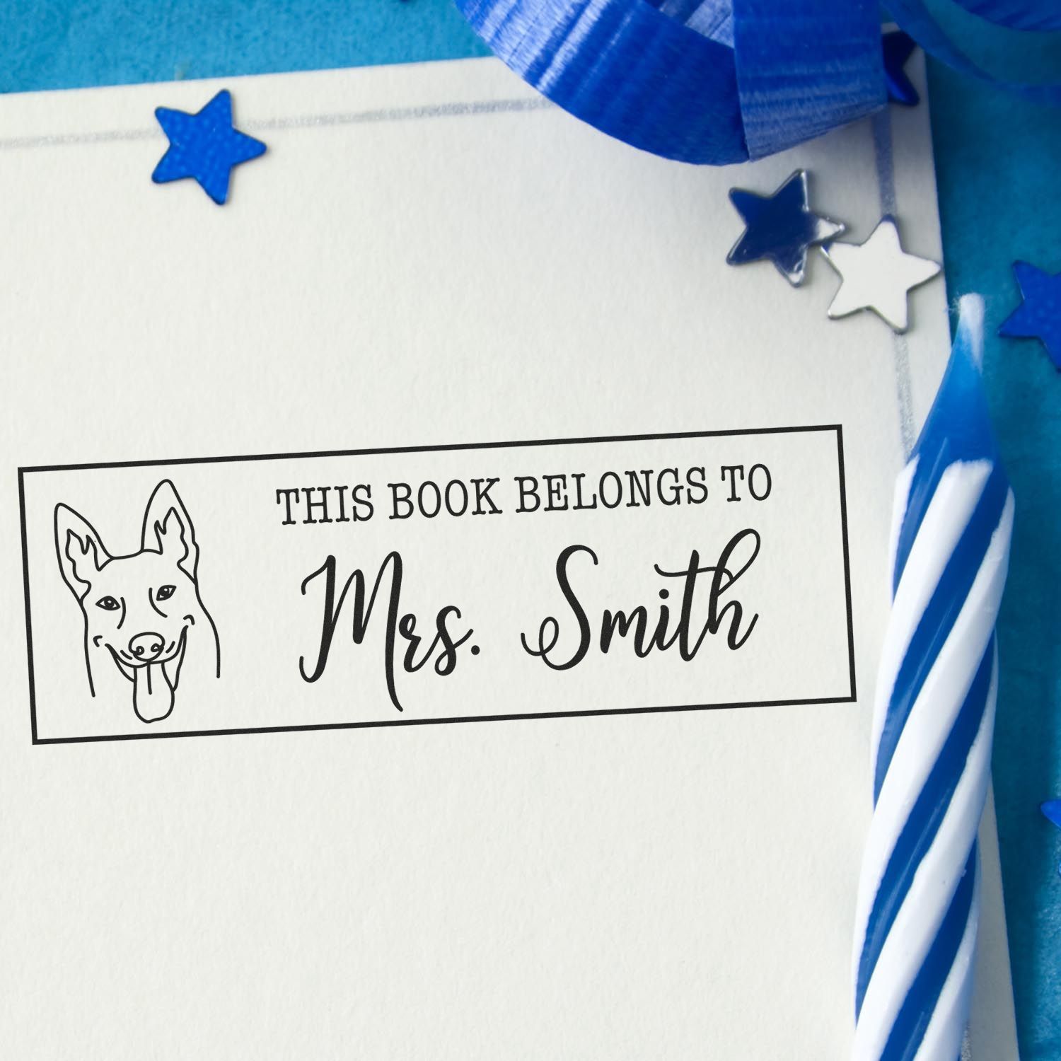 Portable Pre-Ink Belgian Malinois Dog Custom Made Book Belongs Stamp - Engineer Seal Stamps