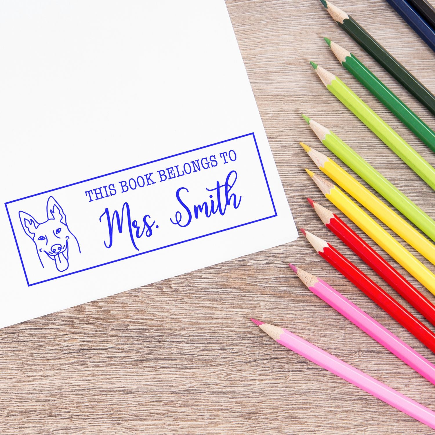 Self-Inking Belgian Malinois Outline Personalized Book Identification Stamp - Engineer Seal Stamps