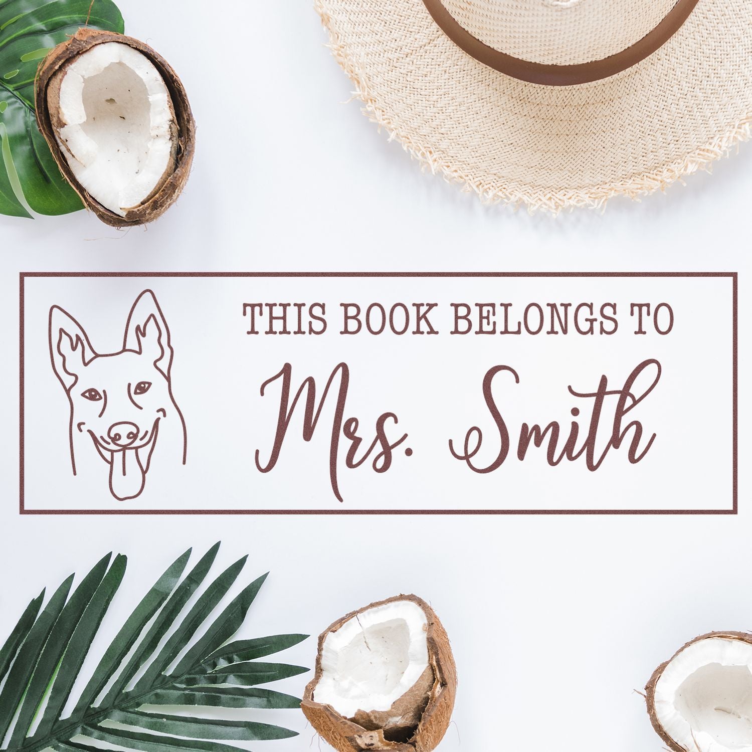 Wood Handle Belgian Malinois Custom This Book Belongs To Rubber Stamp