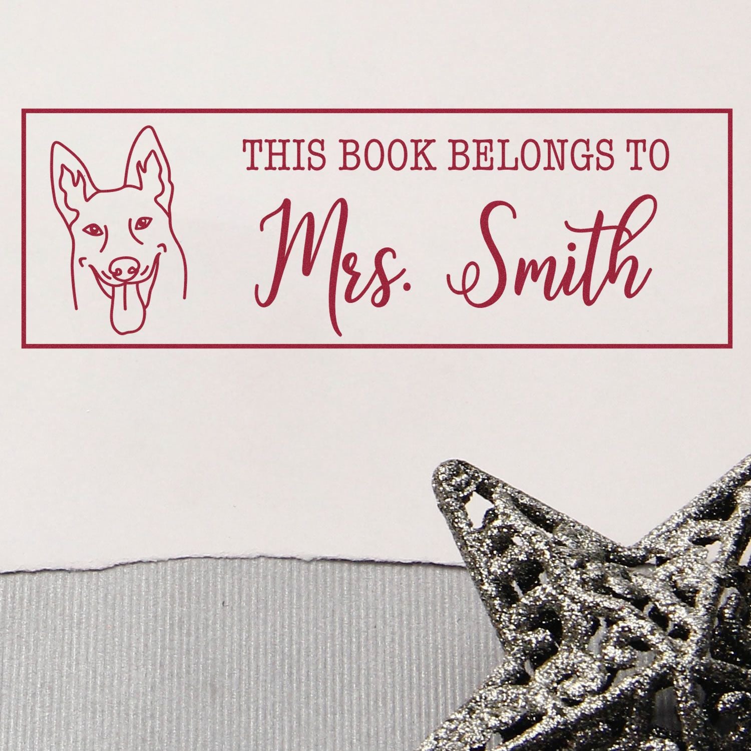 Wood Handle Belgian Malinois Custom This Book Belongs To Rubber Stamp - Engineer Seal Stamps