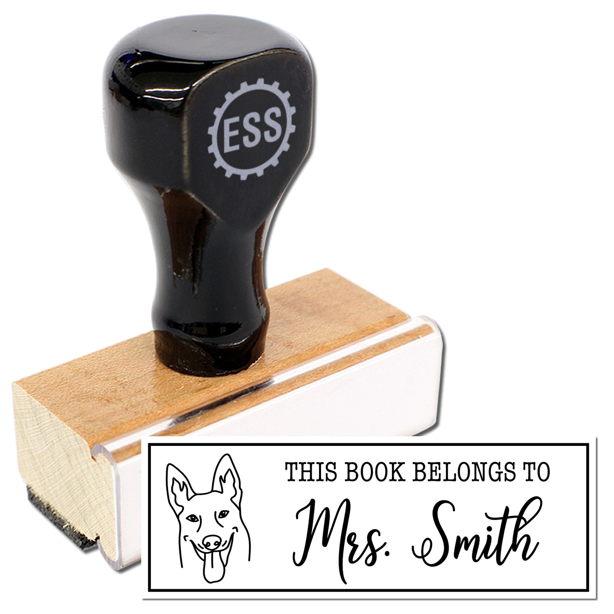 Wood Handle Belgian Malinois Custom This Book Belongs To Rubber Stamp