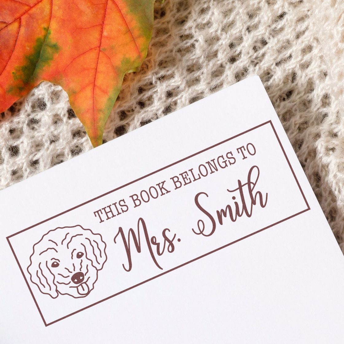 Wood Handle Bichon Poo Custom Library Rubber Stamp