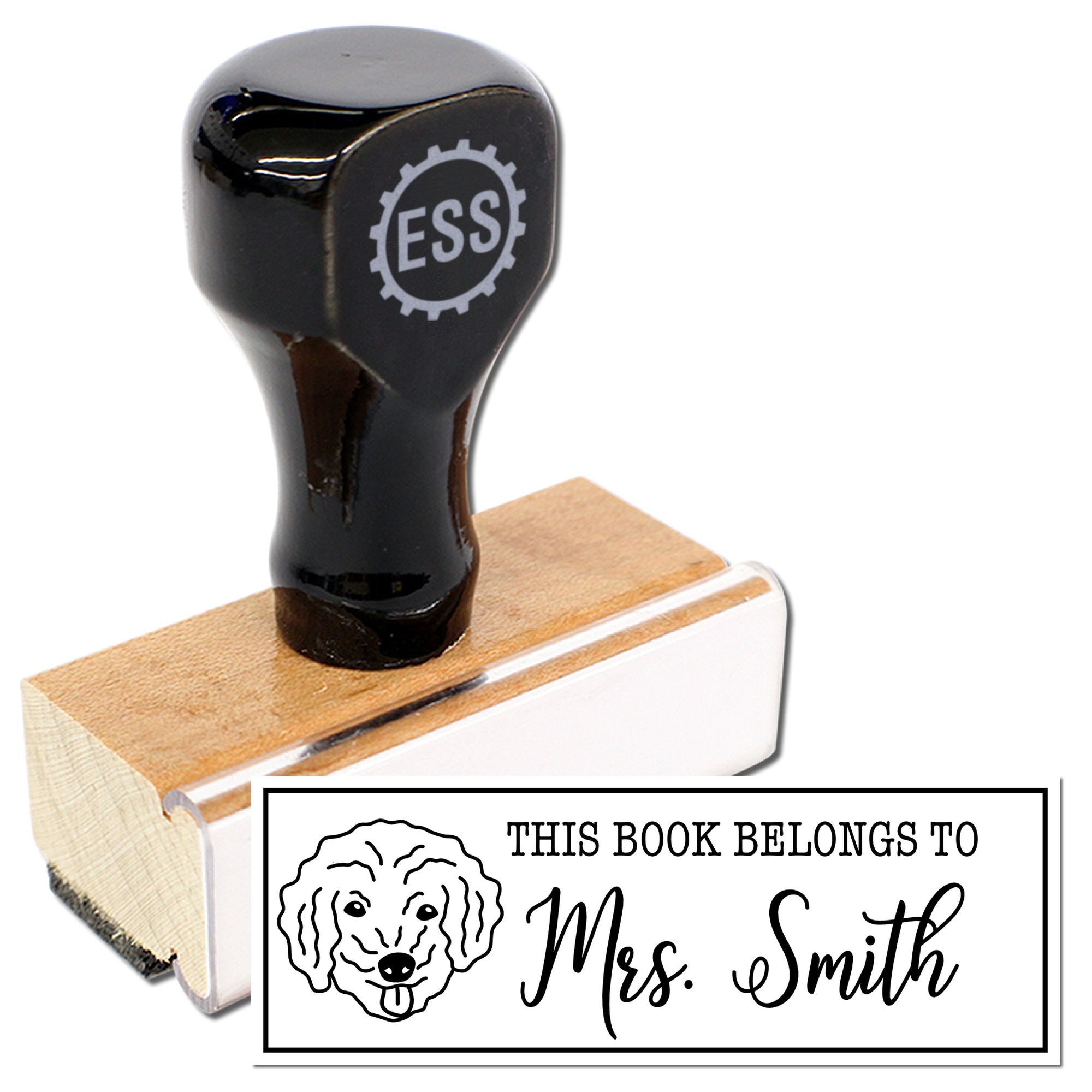 Wood Handle Bichon Poo Custom Library Rubber Stamp