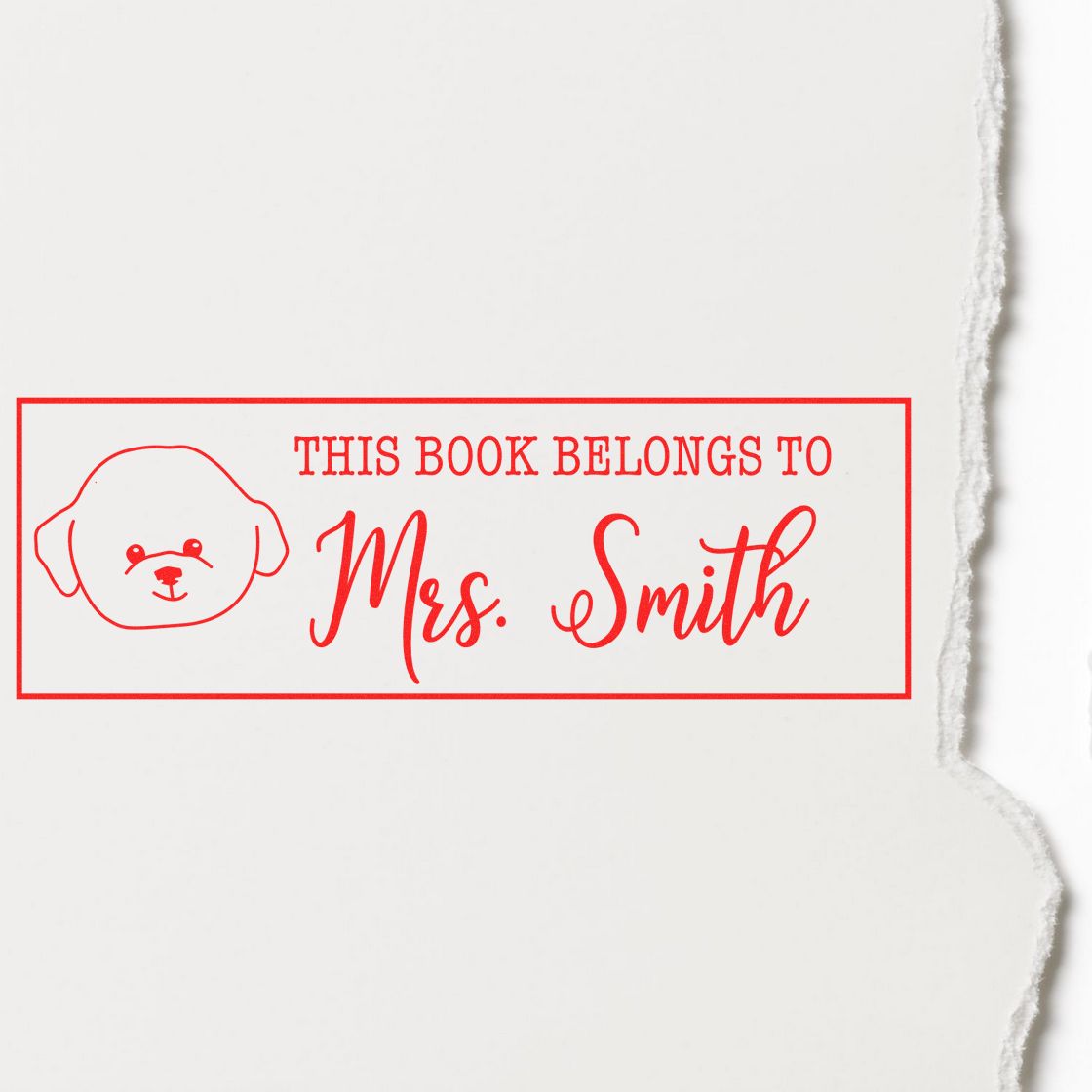 Self-Inking Bichon Outline Personalized Book Nook Stamp - Engineer Seal Stamps