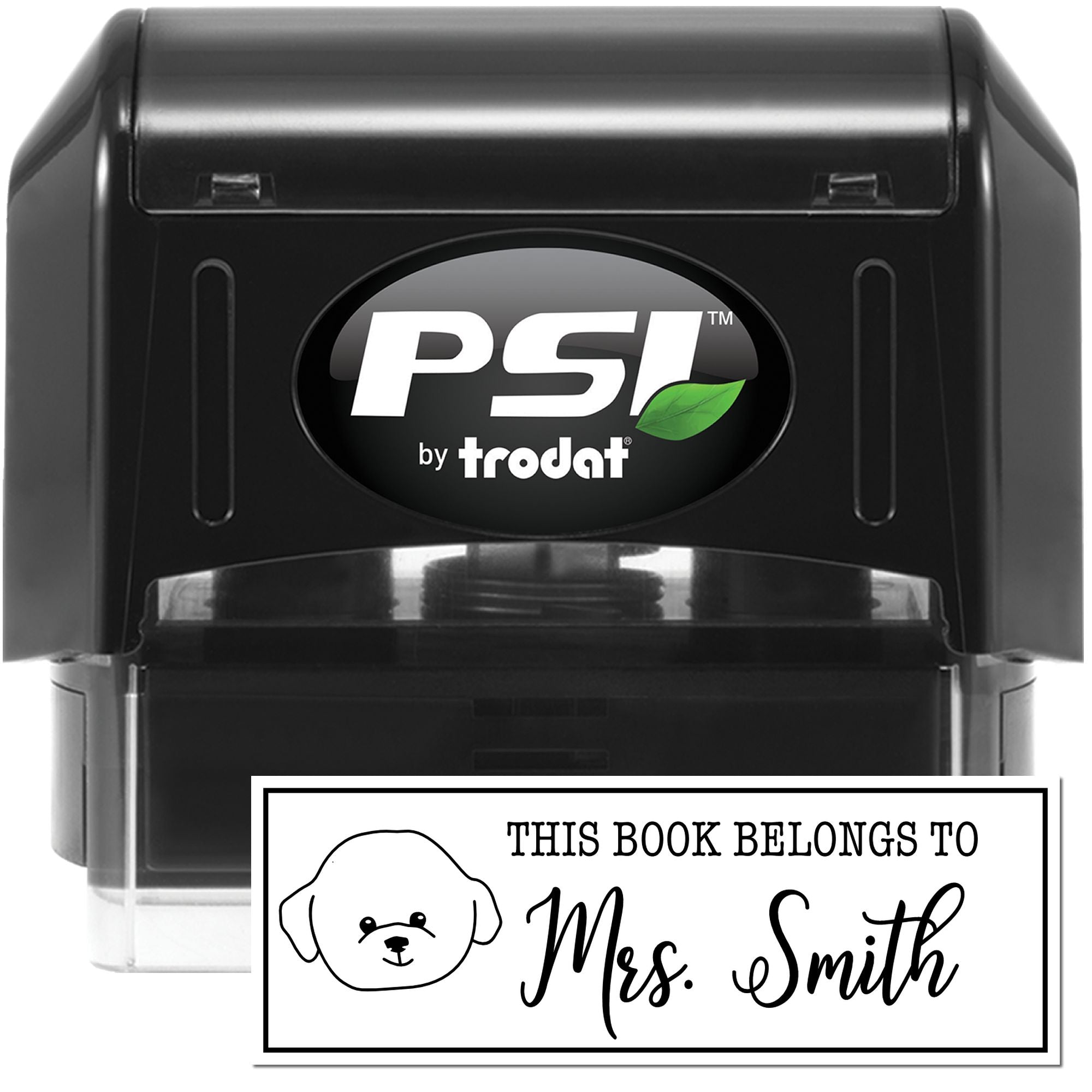 PSI Pre-Inked Bichon Dog Outline Custom Book Identification Stamp - Engineer Seal Stamps