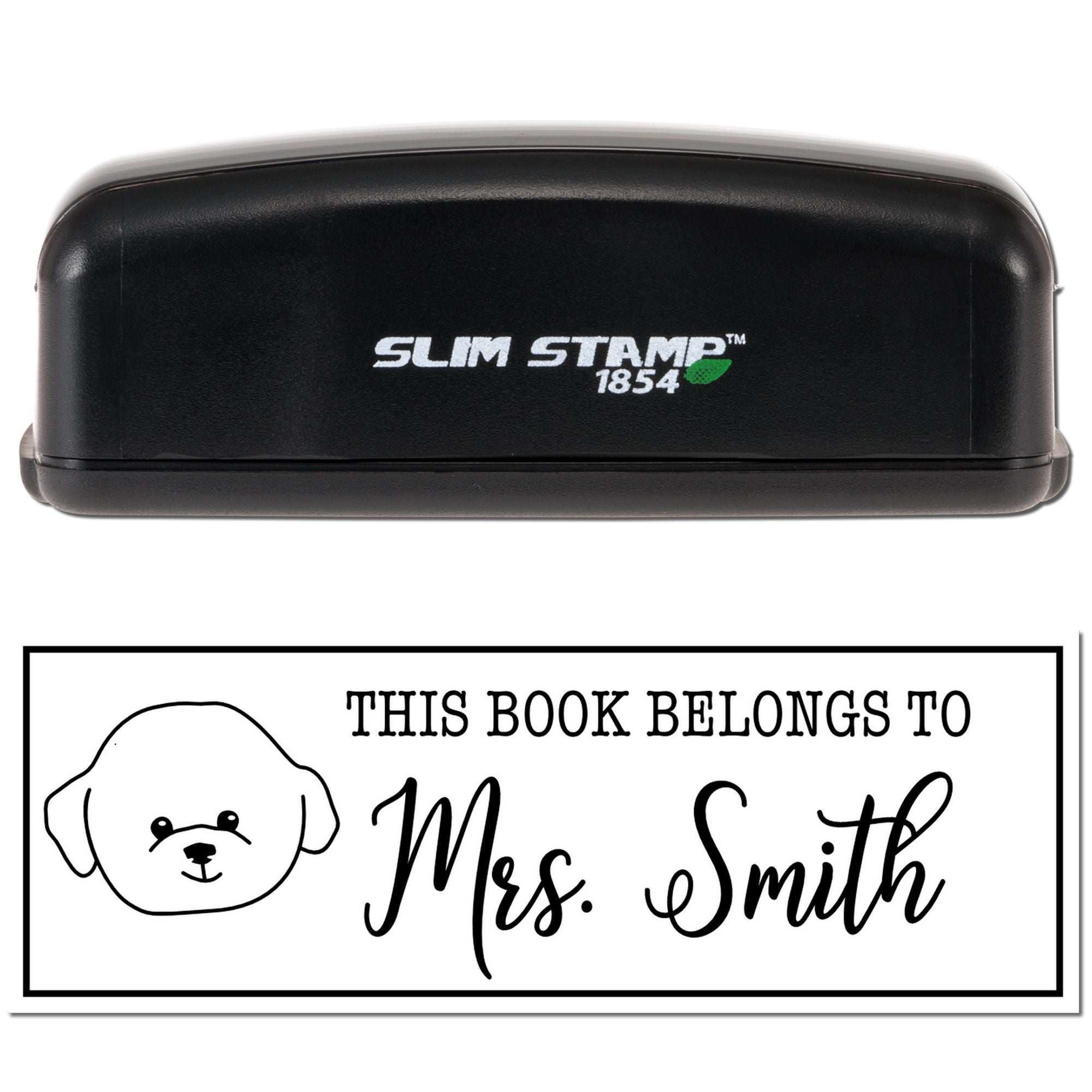 Portable Pre-Ink Bichon Dog Custom Made This Book Belongs To Stamp - Engineer Seal Stamps