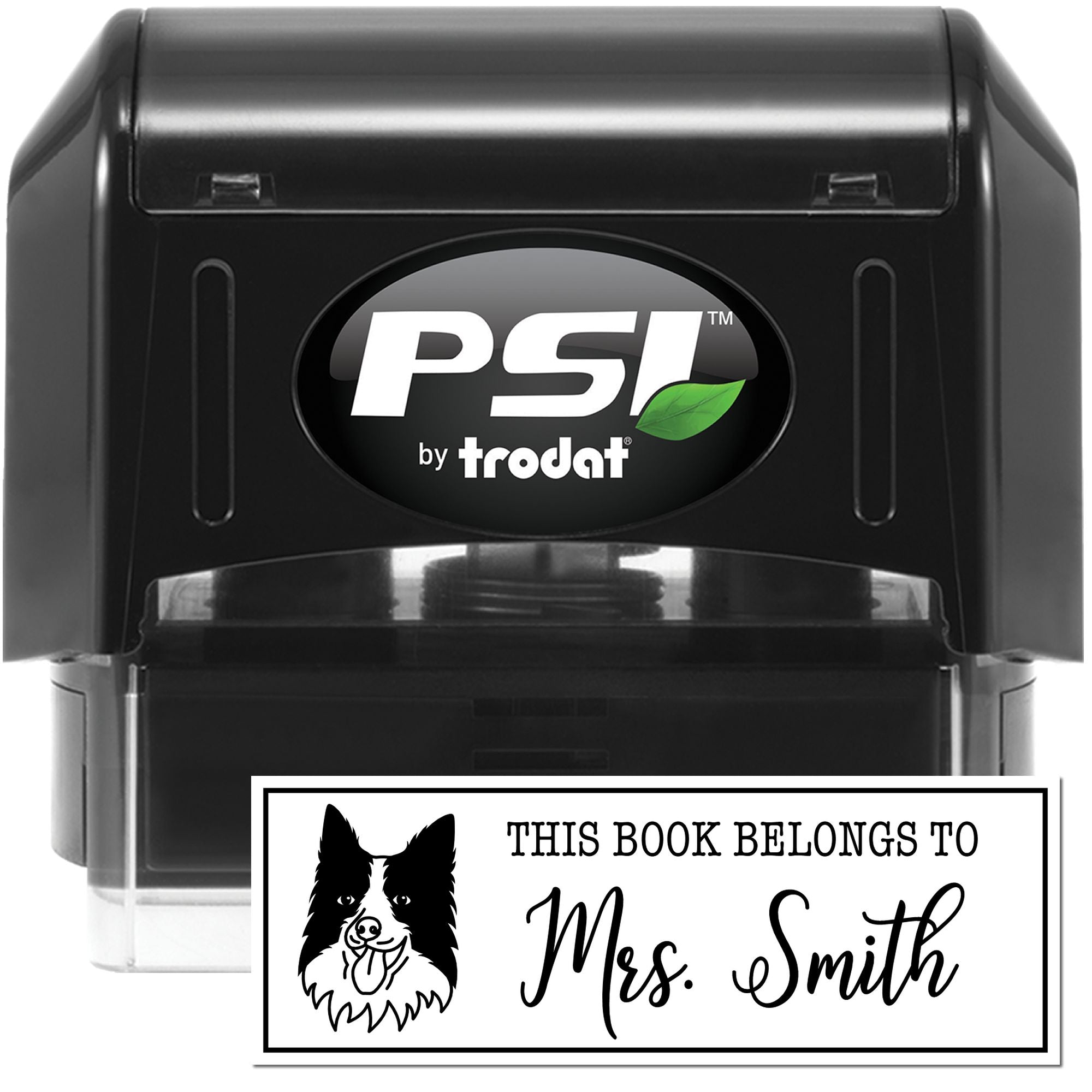 PSI Pre-Inked Border Collie Dog Outline Custom Personal Book Stamp - Engineer Seal Stamps