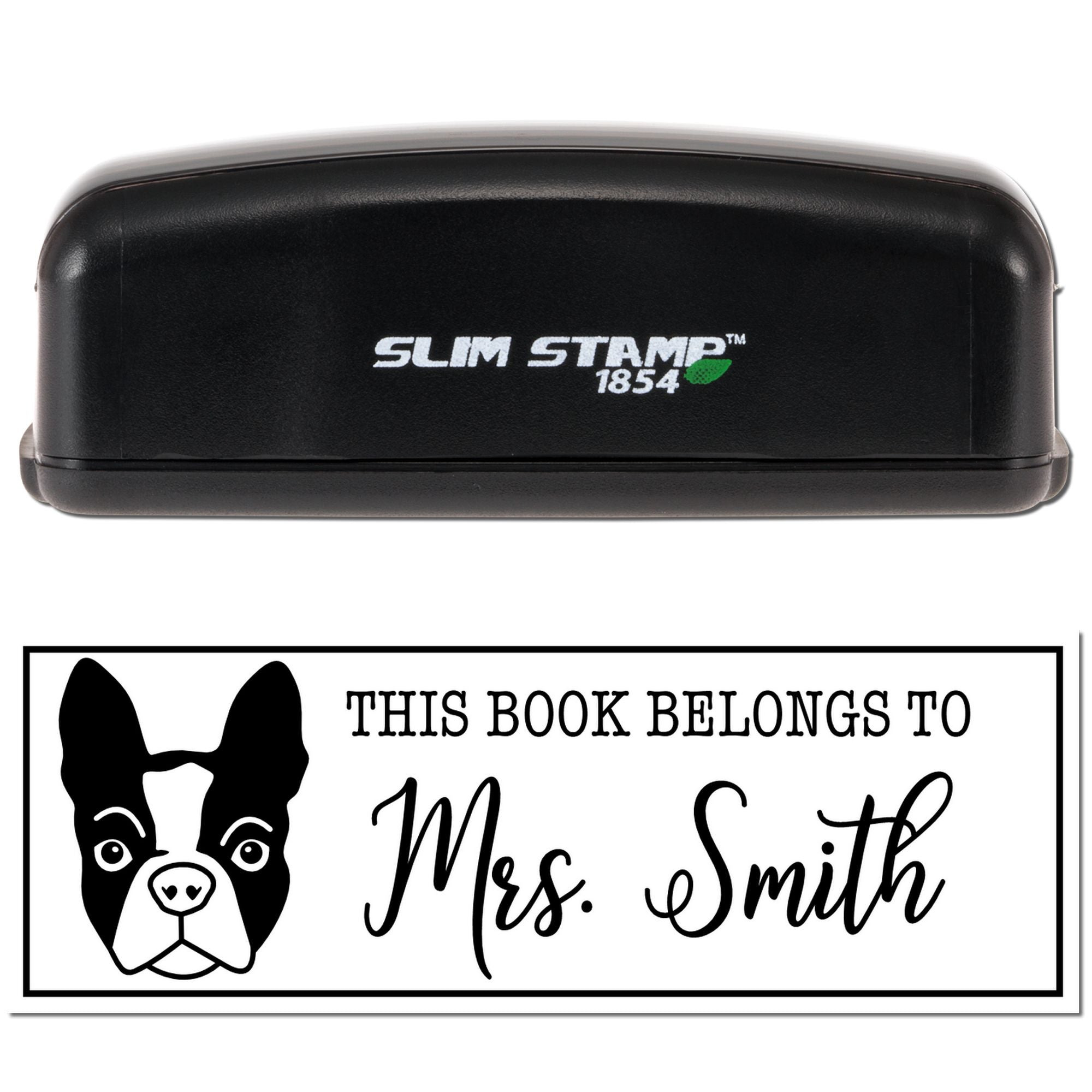 Portable Pre-Ink Boston Terrier Dog Custom Made Bookplate Stamp - Engineer Seal Stamps