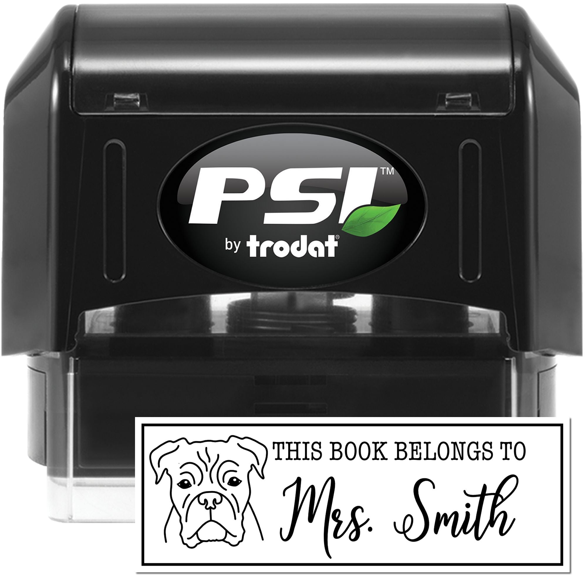 PSI Pre-Inked Boxer Dog Outline Personalized Book Ownership Stamp - Engineer Seal Stamps