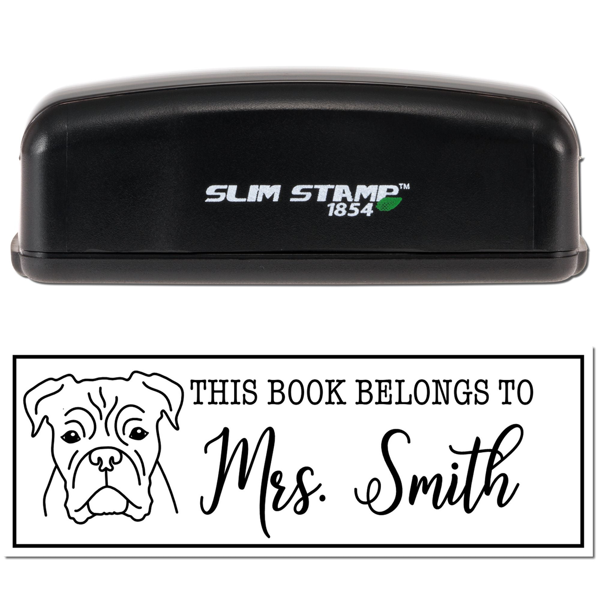 Portable Pre-Ink Boxer Dog Custom Made Book Belongs To Stamp - Engineer Seal Stamps
