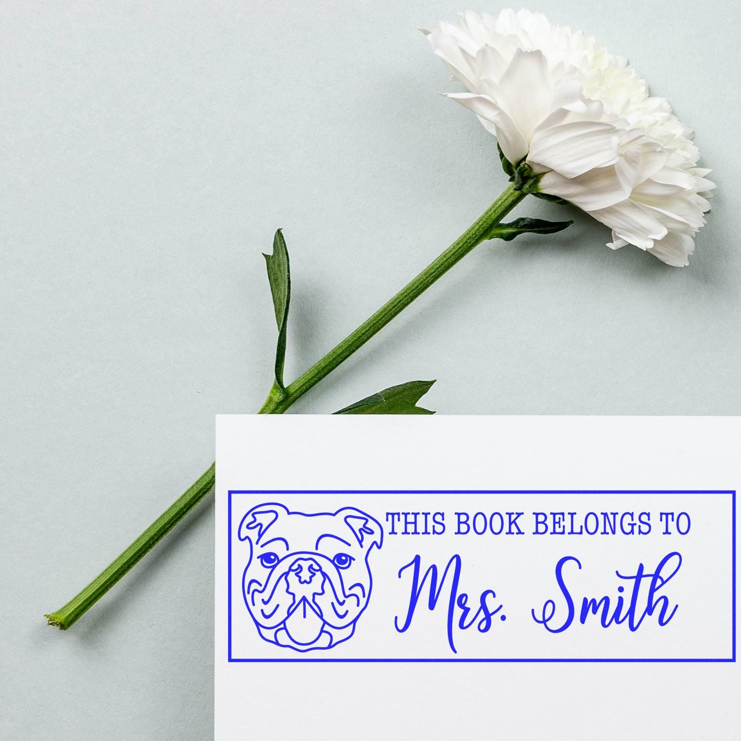 PSI Pre-Inked Bulldog Dog Outline Personalized This Book Belongs To Stamp - Engineer Seal Stamps