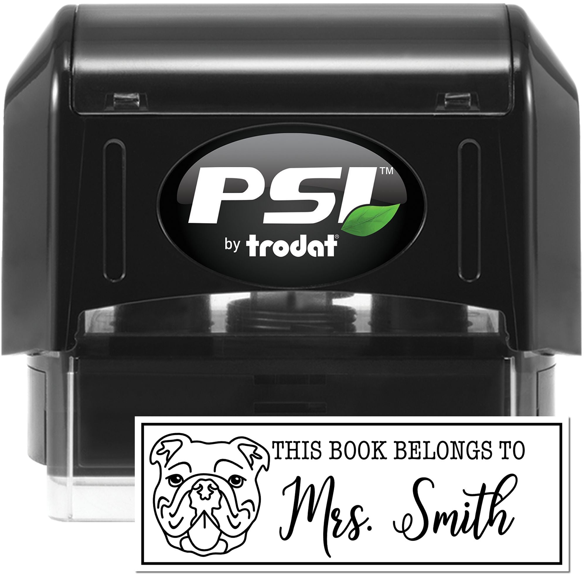 PSI Pre-Inked Bulldog Dog Outline Personalized This Book Belongs To Stamp - Engineer Seal Stamps