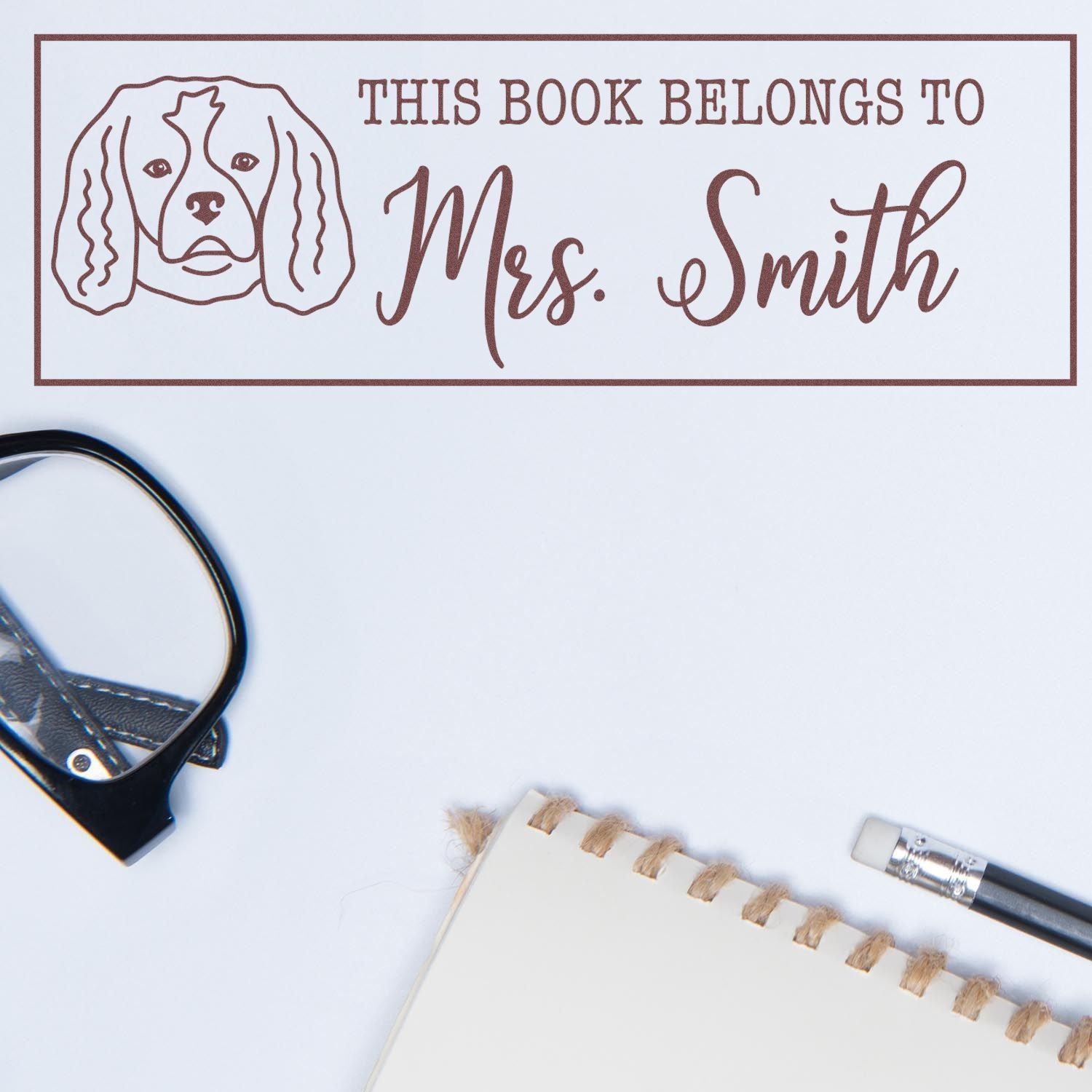 Wood Handle Cavalier King Charles Custom Free Little Library Rubber Stamp - Engineer Seal Stamps