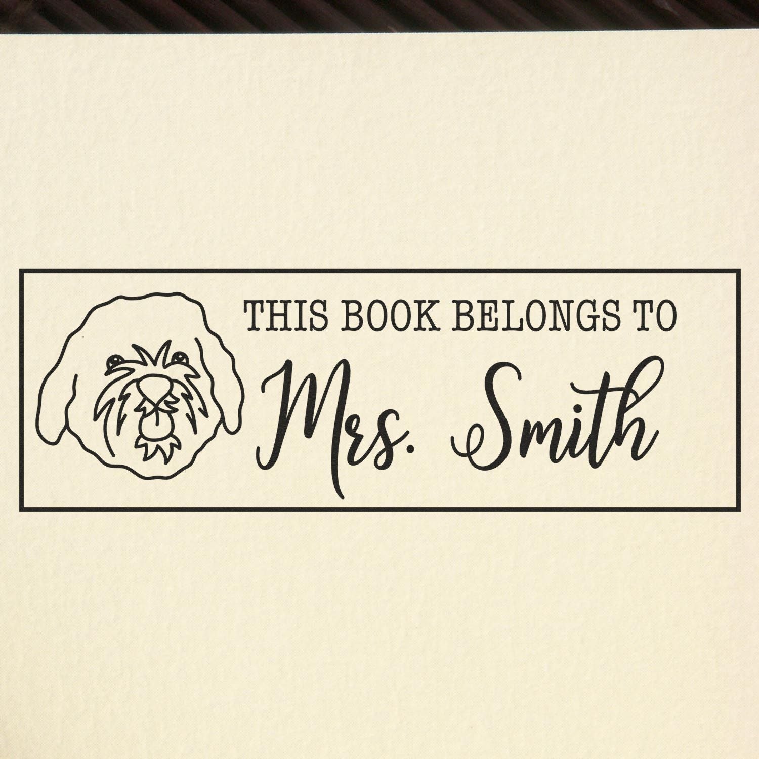 Self-Inking Cavapoo Outline Customized Bookplate Stamp - Engineer Seal Stamps