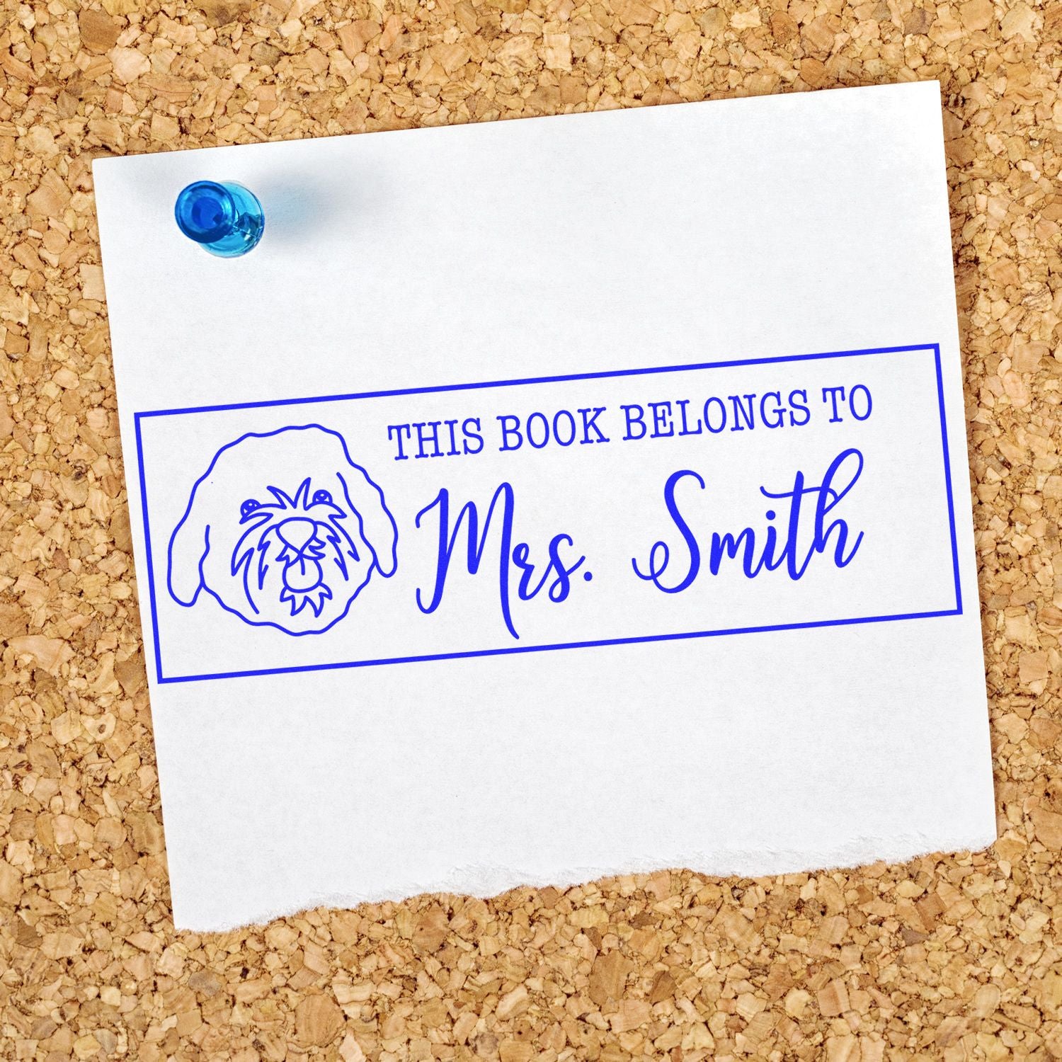 Self-Inking Cavapoo Outline Customized Bookplate Stamp - Engineer Seal Stamps