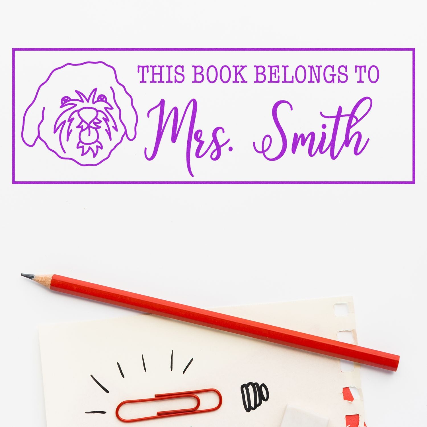 PSI Pre-Inked Cavapoo Dog Outline Personalized Library Book Stamp - Engineer Seal Stamps