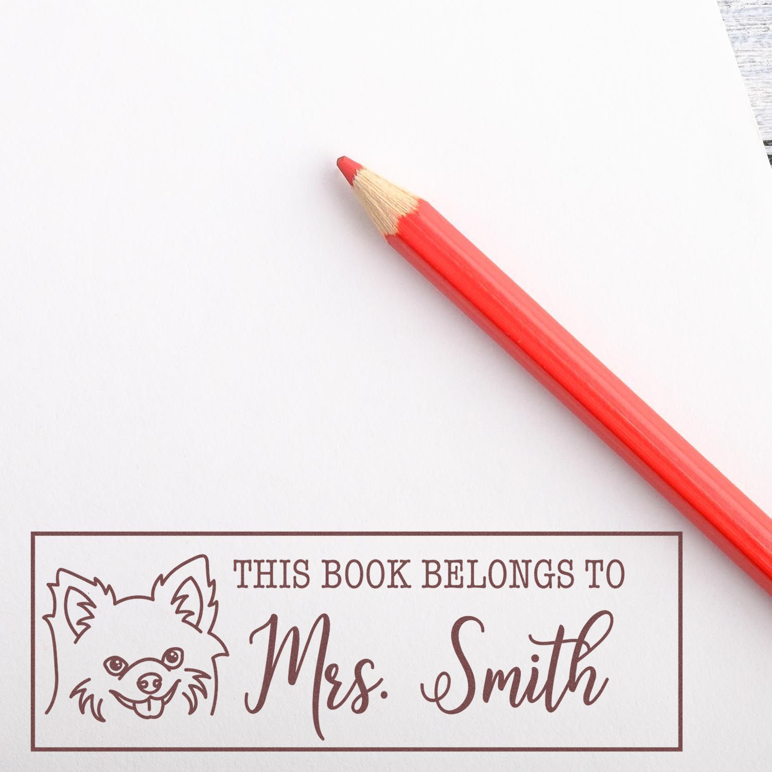 Wood Handle Chihuahua Personalized Book Belongs Rubber Stamp - Engineer Seal Stamps