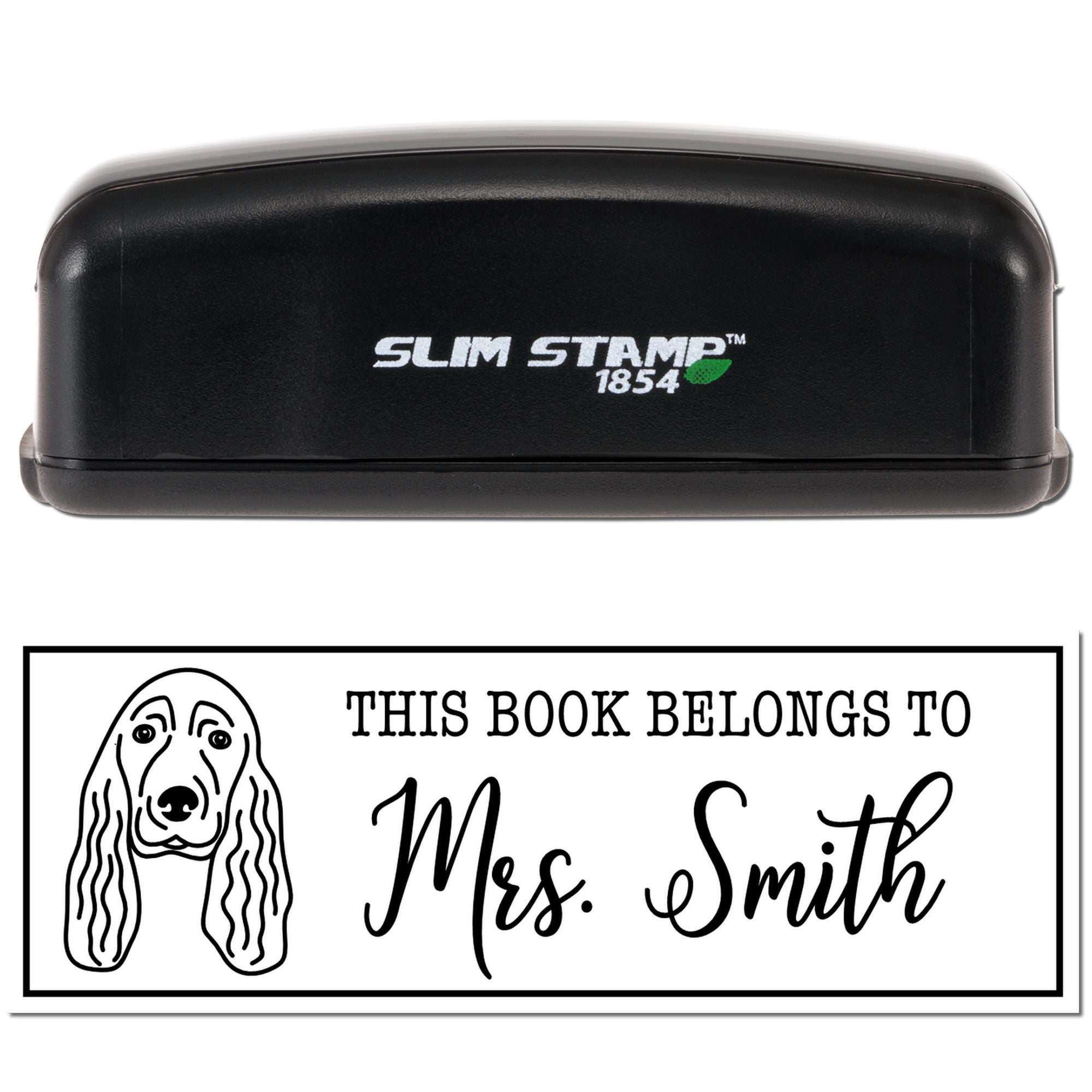 Portable Pre-Ink Cocker Spaniel Dog Custom Book Stamp - Engineer Seal Stamps