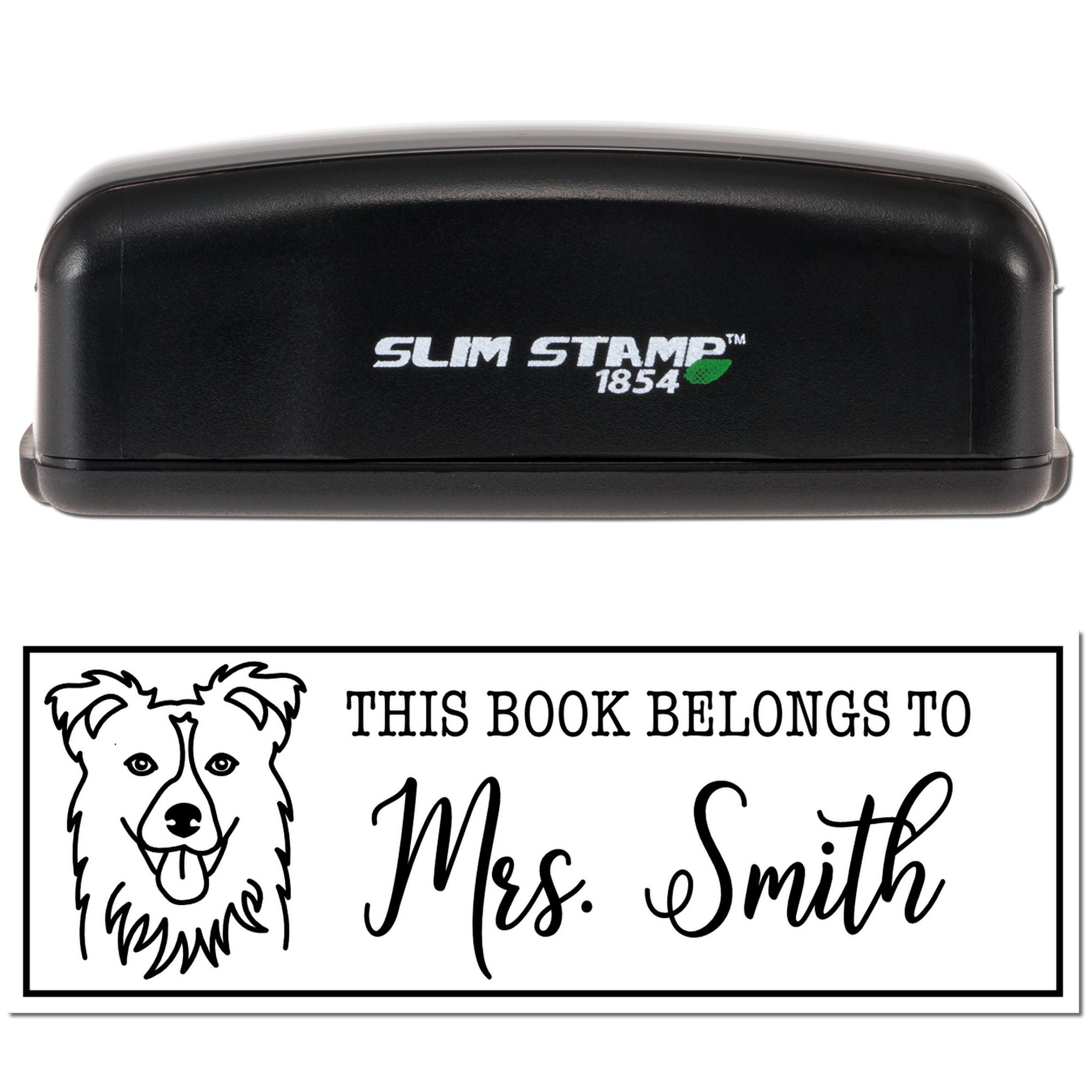 Portable Pre-Ink Collie Dog Custom Library Stamp - Engineer Seal Stamps