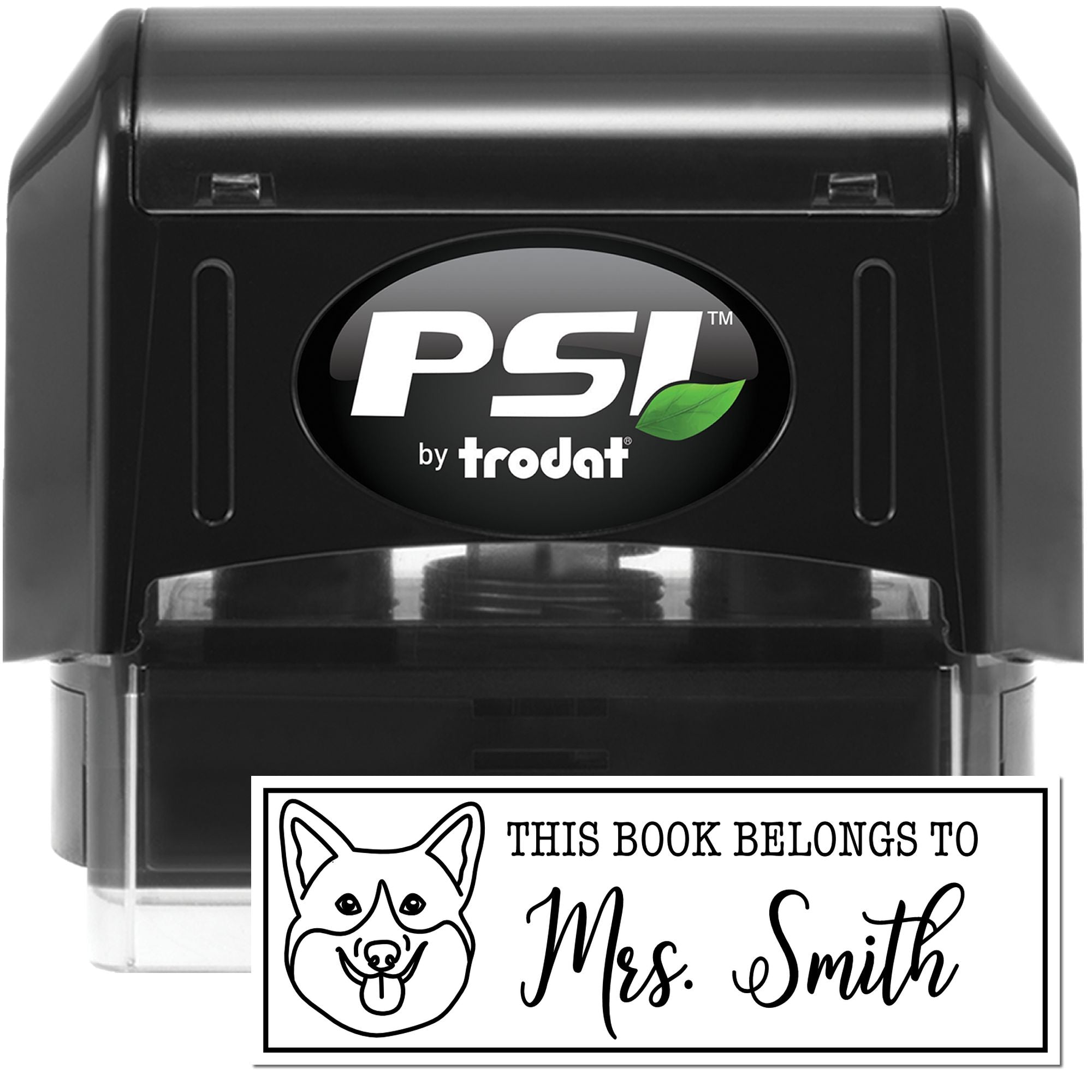 PSI Pre-Inked Corgi Dog Outline Personalized Personal Book Stamp - Engineer Seal Stamps
