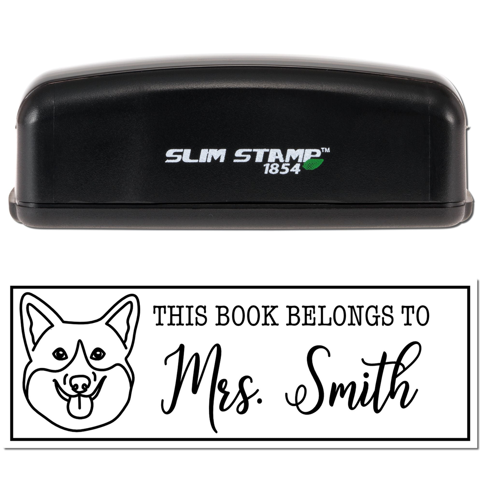 Portable Pre-Ink Corgi Dog Custom Library Book Stamp - Engineer Seal Stamps