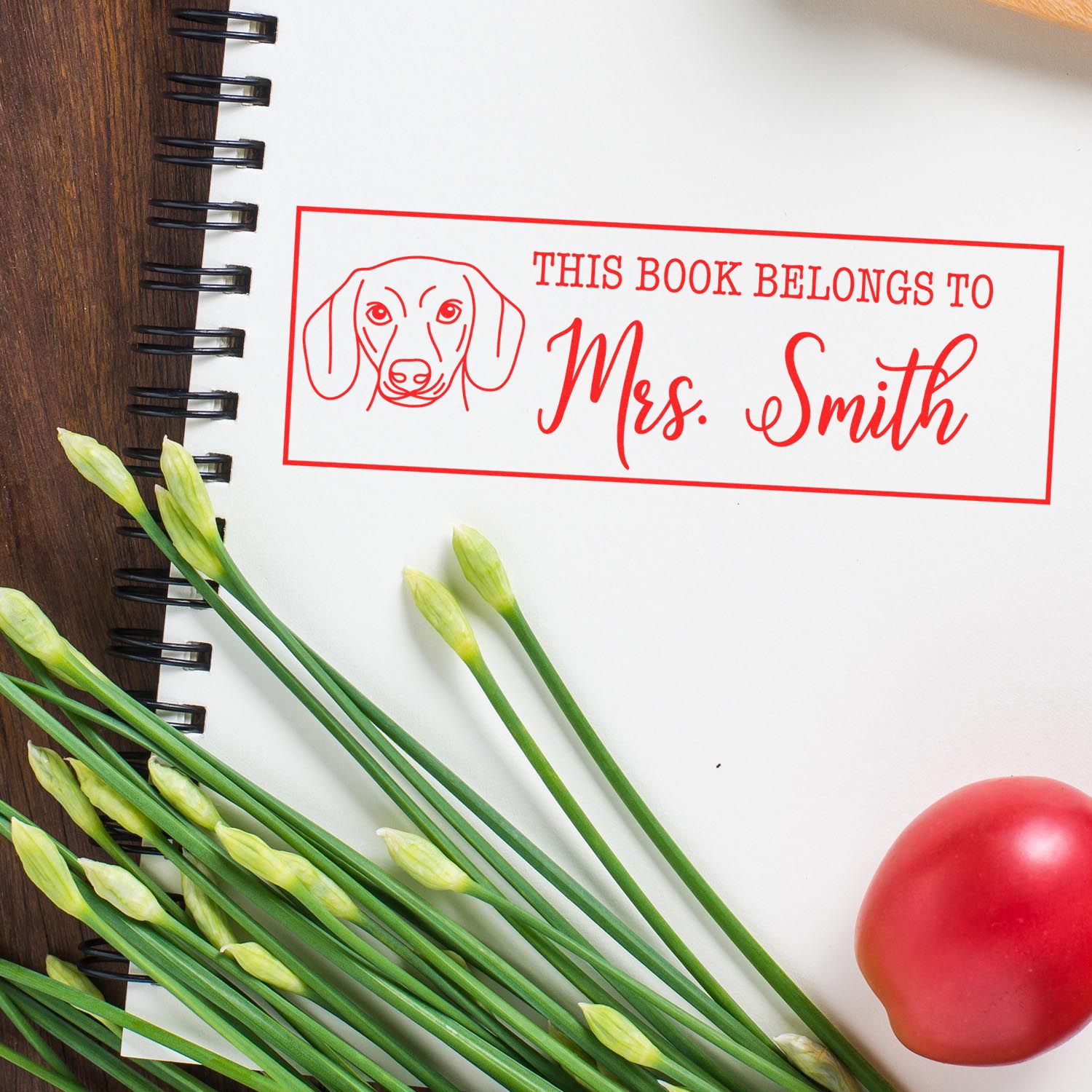 Wood Handle Dachshund Personalized Book Belongs To Rubber Stamp - Engineer Seal Stamps
