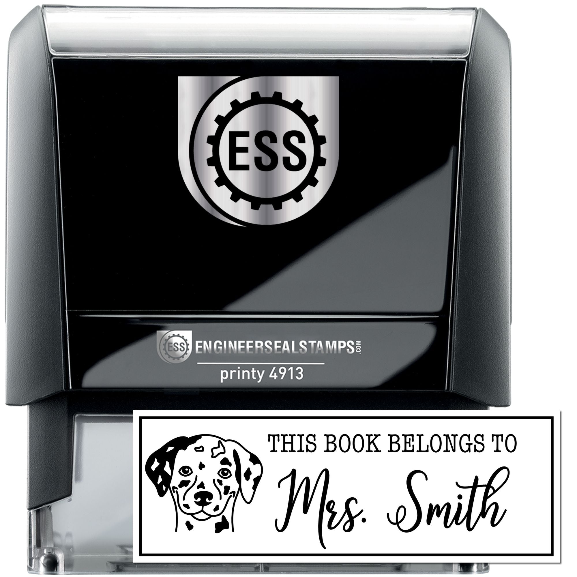 Self-Inking Dalmatian Outline Custom Made Book Belongs Stamp - Engineer Seal Stamps