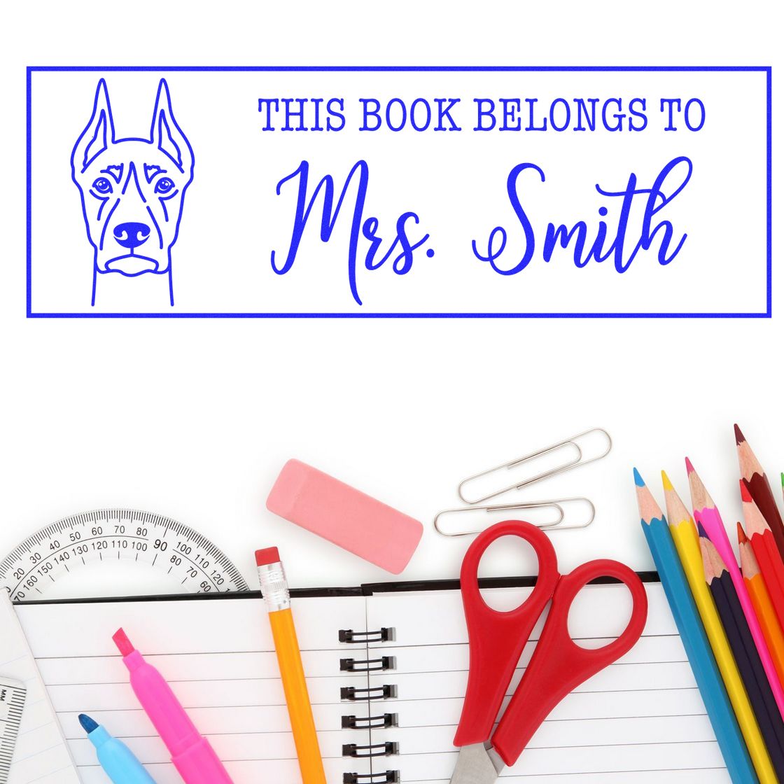 Portable Pre-Ink Doberman Dog Custom Book Identification Stamp - Engineer Seal Stamps