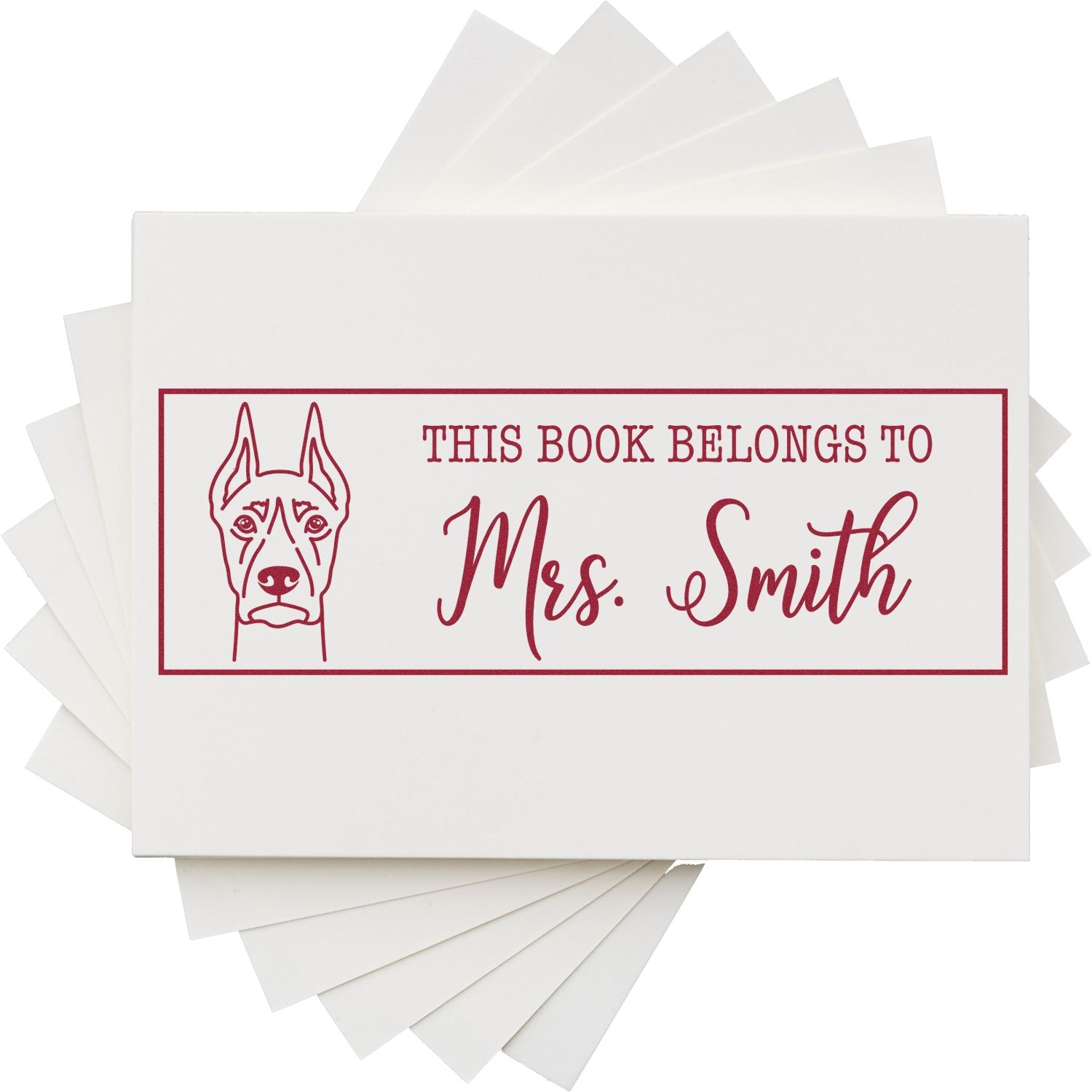Portable Pre-Ink Doberman Dog Custom Book Identification Stamp - Engineer Seal Stamps