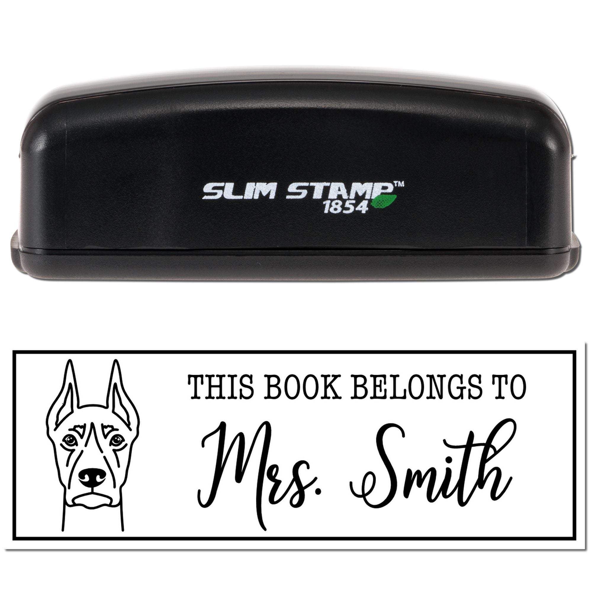 Portable Pre-Ink Doberman Dog Custom Book Identification Stamp - Engineer Seal Stamps