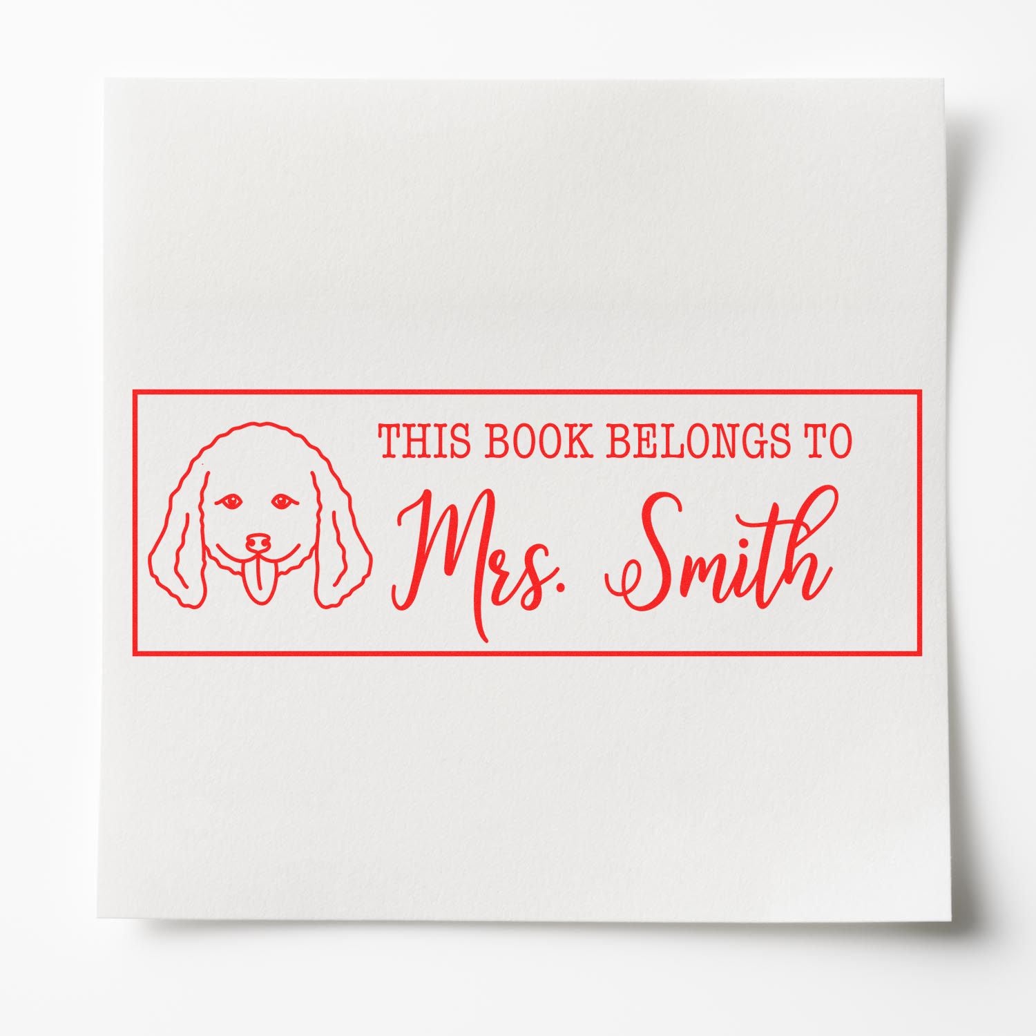 PSI Pre-Inked Doodle Dog Outline Customized This Book Belongs To Stamp - Engineer Seal Stamps