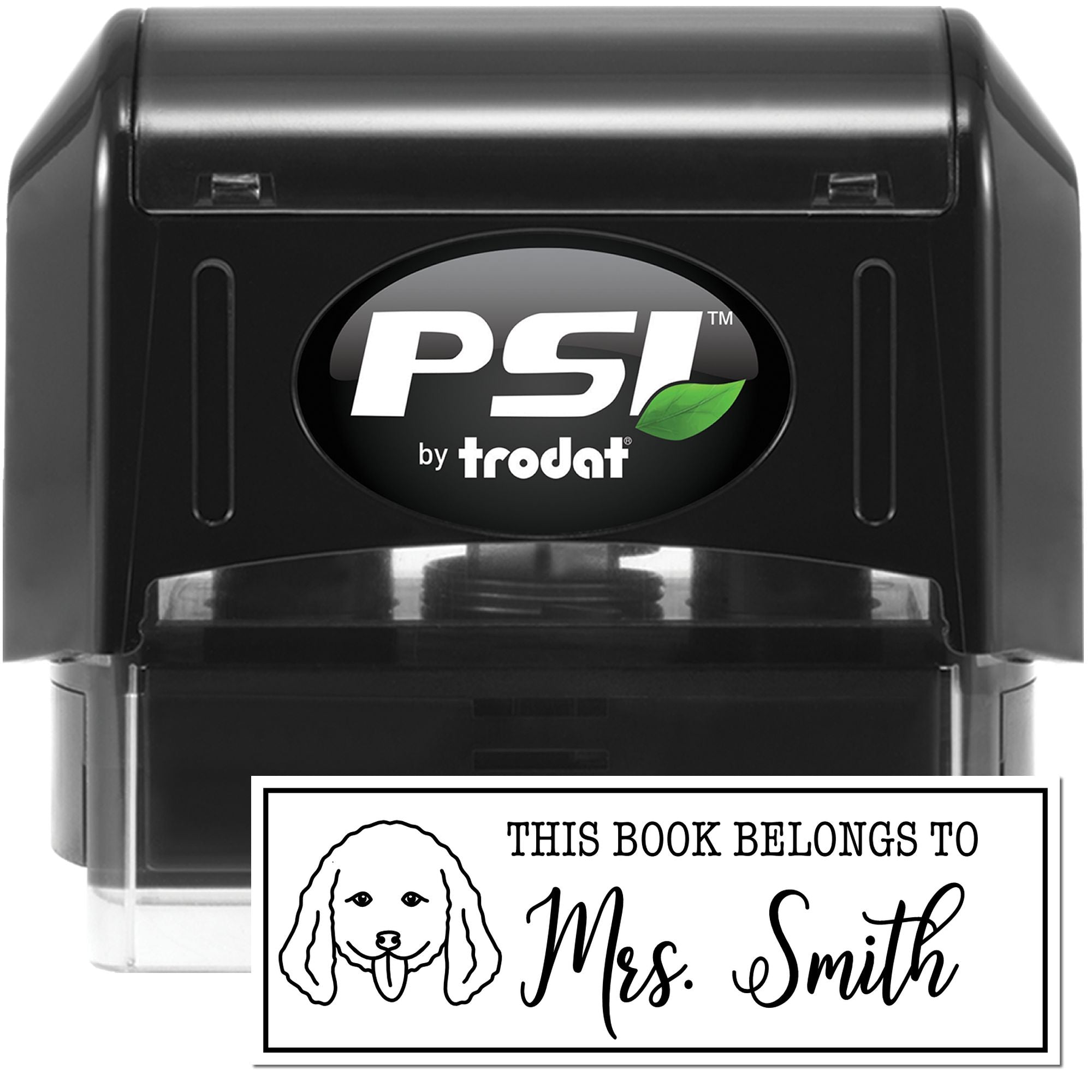 PSI Pre-Inked Doodle Dog Outline Customized This Book Belongs To Stamp - Engineer Seal Stamps