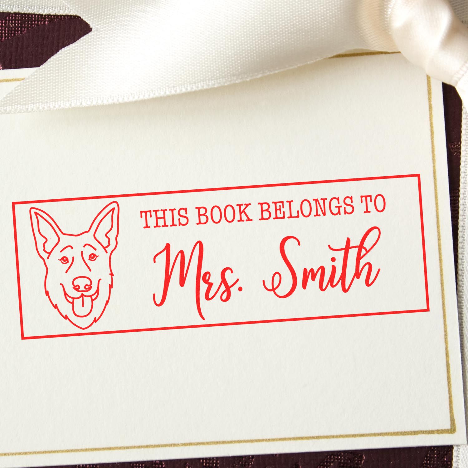 Wood Handle German Shepherd Customized Book Belongs Rubber Stamp - Engineer Seal Stamps