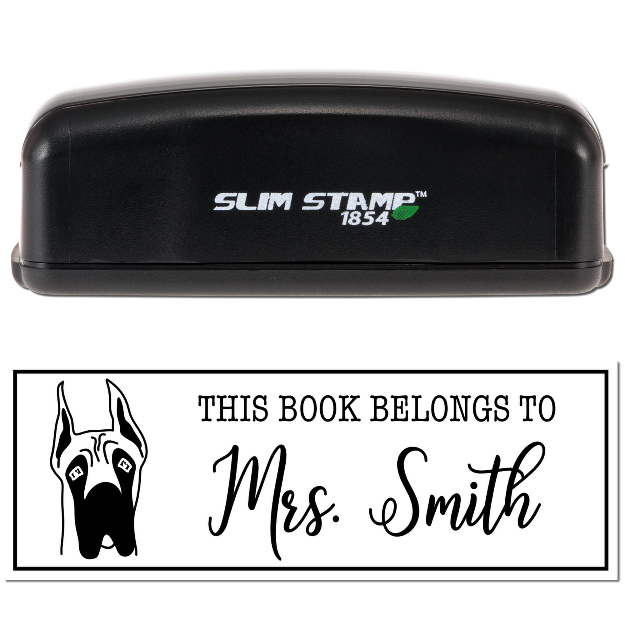 Portable Pre-Ink Great Dane Ears Up Dog Personalized Library Book Stamp - Engineer Seal Stamps