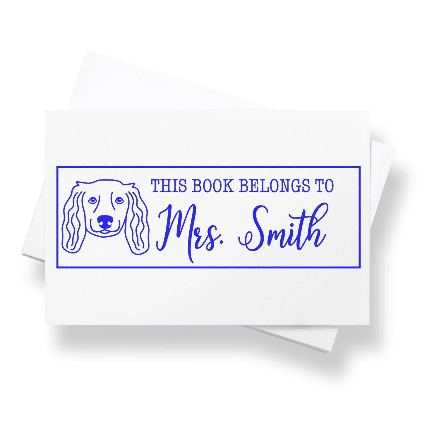 Self-Inking Long Haired Dachshund Outline Custom Bookplate Stamp - Engineer Seal Stamps