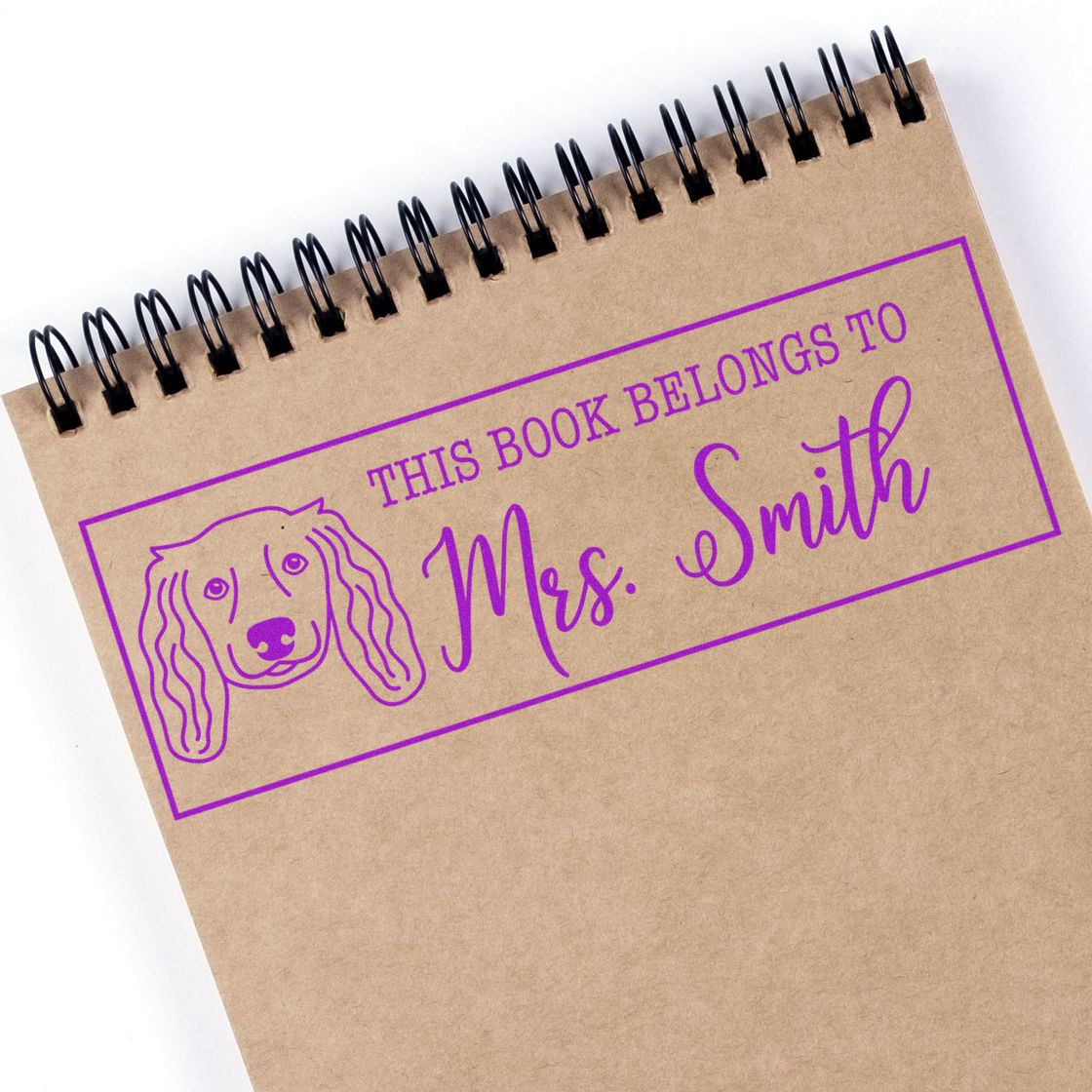 PSI Pre-Inked Long Haired Dachshund Dog Outline Custom Made Library Book Stamp - Engineer Seal Stamps