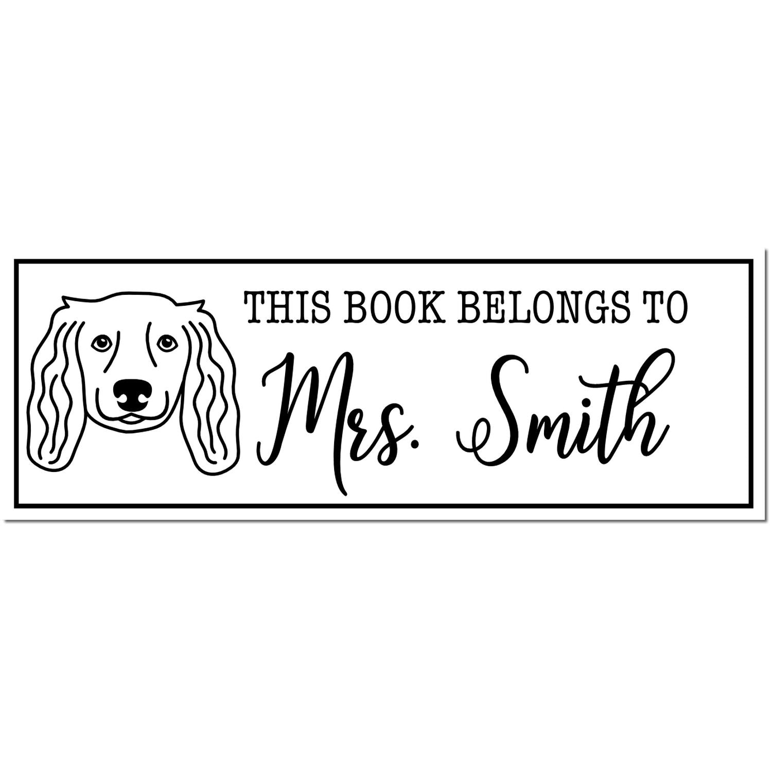 Wood Handle Long Haired Dachshund Custom Made Book Ownership Rubber Stamp - Engineer Seal Stamps