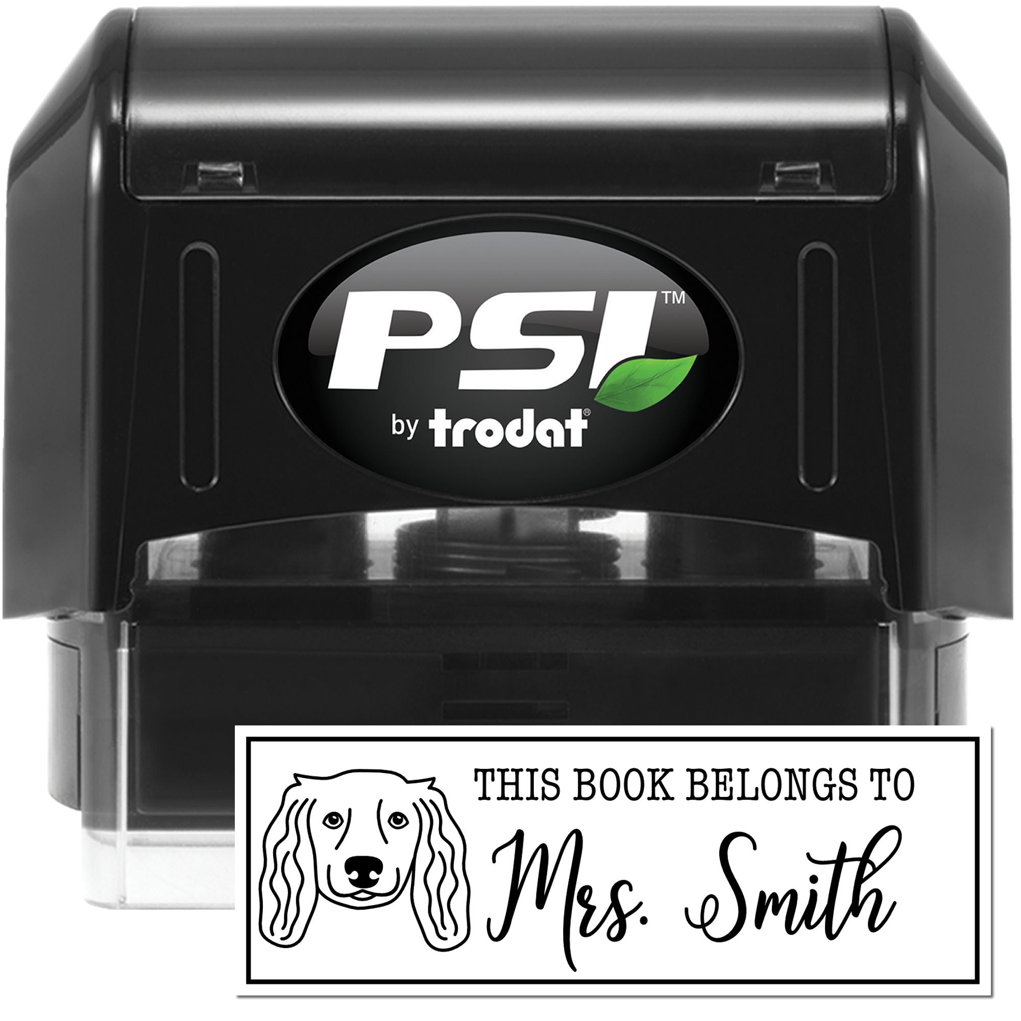 PSI Pre-Inked Long Haired Dachshund Dog Outline Custom Made Library Book Stamp - Engineer Seal Stamps