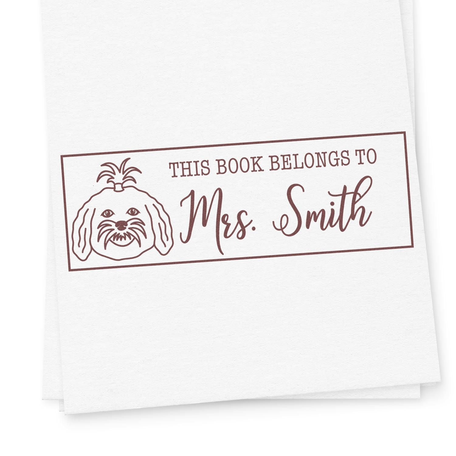 Wood Handle Maltese Custom Made Book Belongs Rubber Stamp - Engineer Seal Stamps