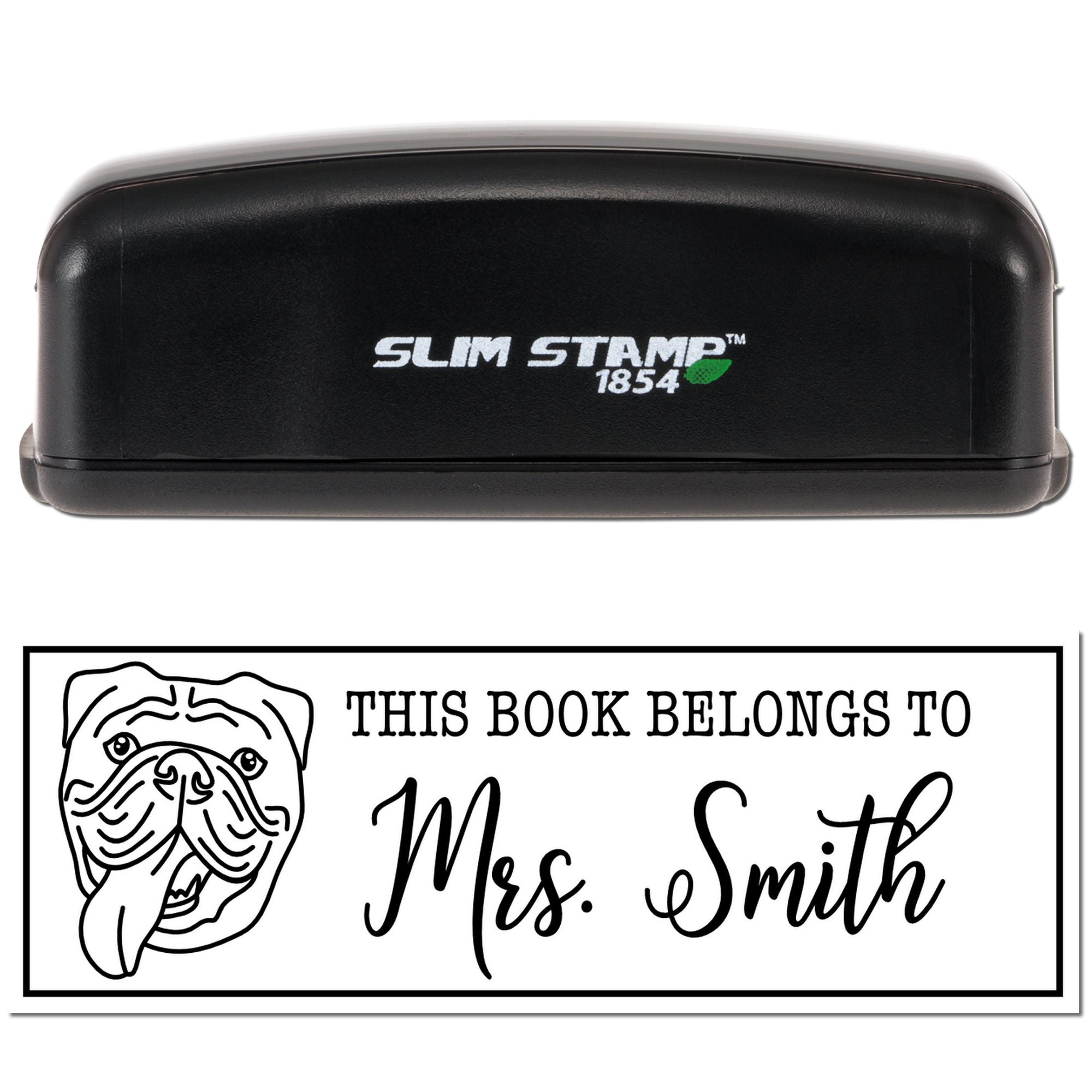 Portable Pre-Ink Old English Bulldog Dog Customized Book Stamp - Engineer Seal Stamps