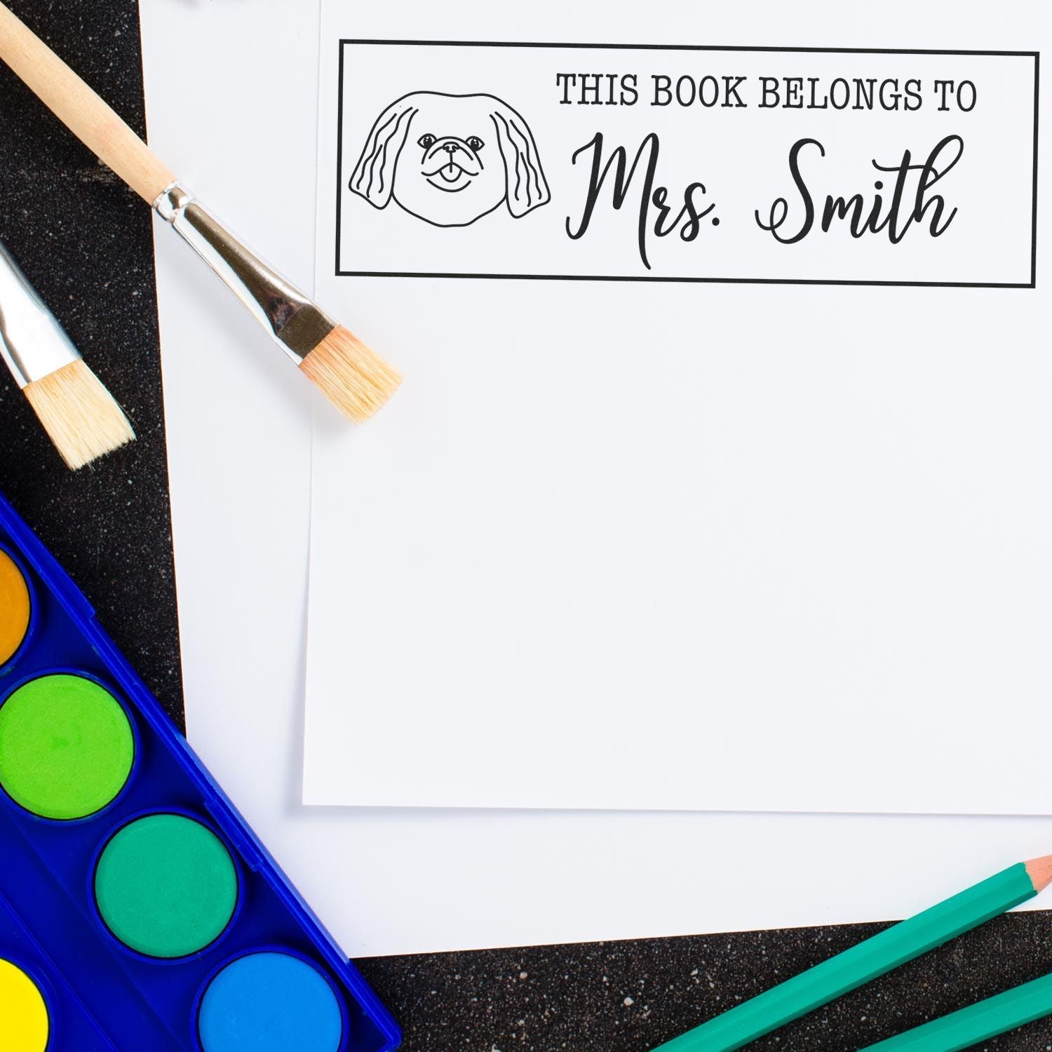 Self-Inking Pekingese Outline Custom Free Little Library Stamp - Engineer Seal Stamps