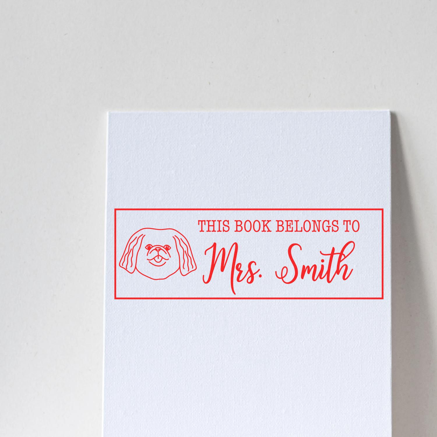 PSI Pre-Inked Pekingese Dog Outline Custom Made Personal Book Stamp - Engineer Seal Stamps